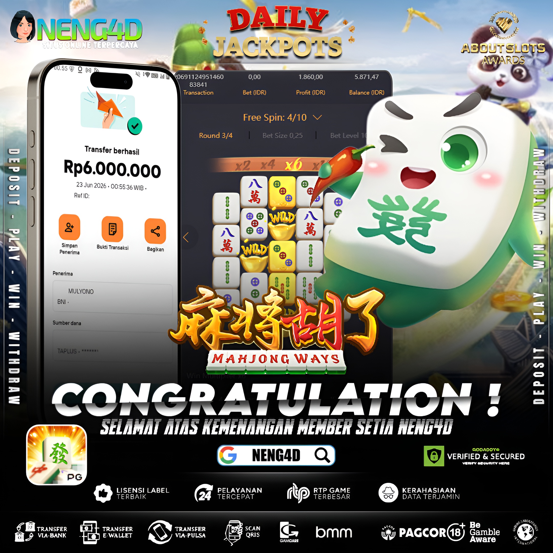 MENANG 6JT MAIN DI MAHJONG WAYS PG SOFT