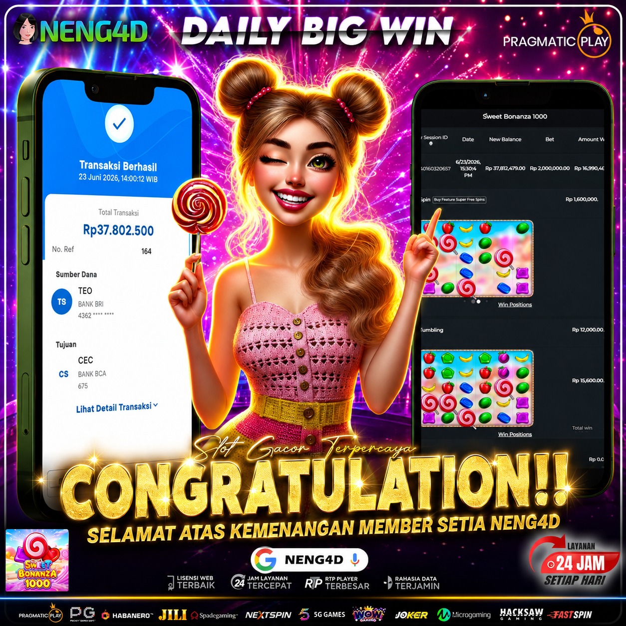 JACKPOT 37 JUTA SWEET BONANZA 1000 PRAGMATIC PLAY