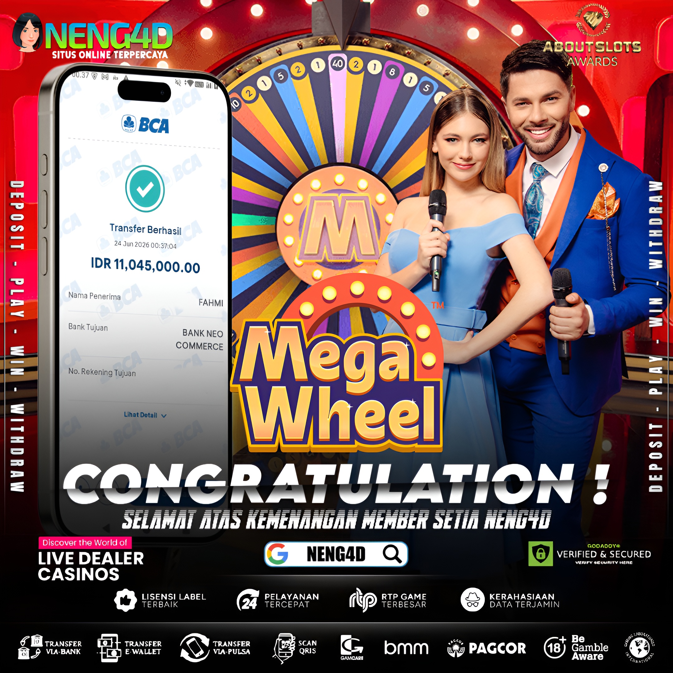 MENANG 11JT MAIN DI LIVE GAMES MEGA WHEEL PRAGMATIC PLAY
