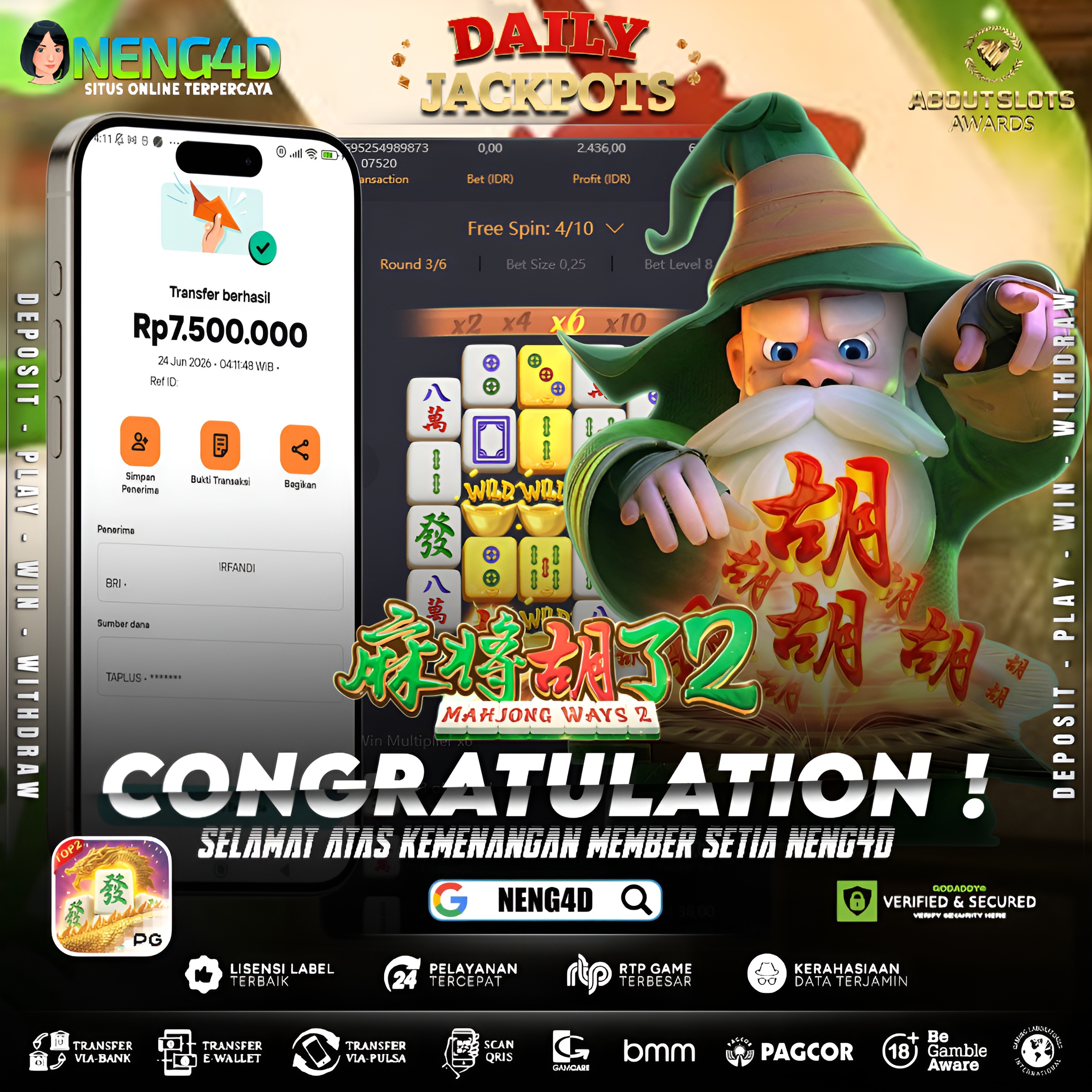 MENANG 7JT MAIN DI MAHJONG WAYS PG SOFT