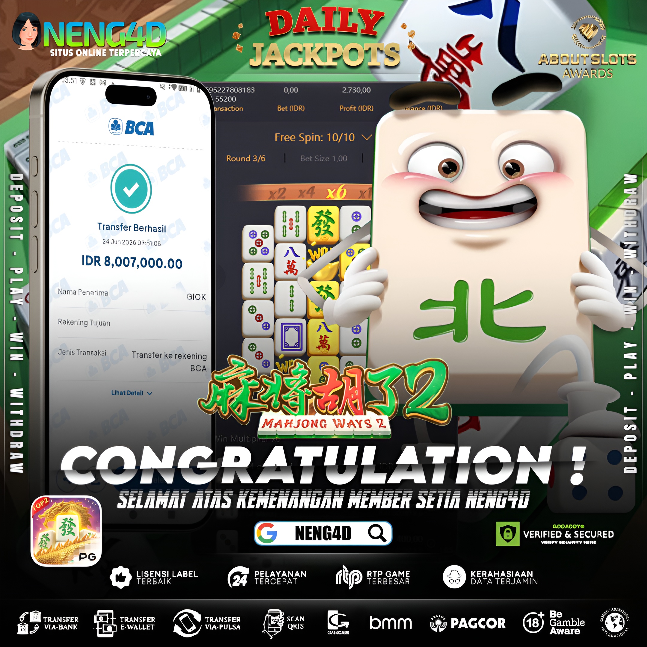 MENANG 7JT MAIN DI MAHJONG WAYS 2 PG SOFT