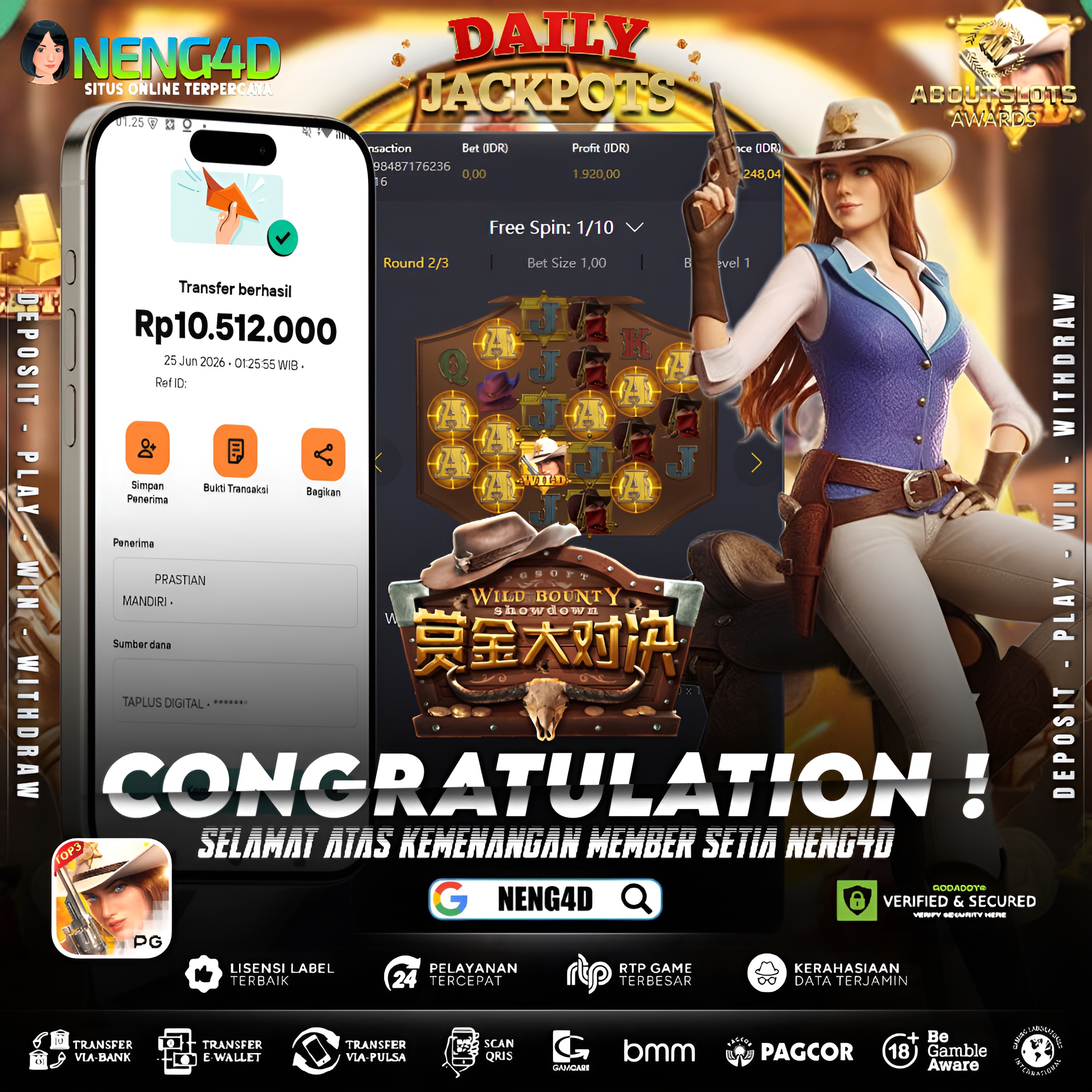 MENANG 10JT MAIN DI WILD BOUNTY SHOWDOWN PG SOFT