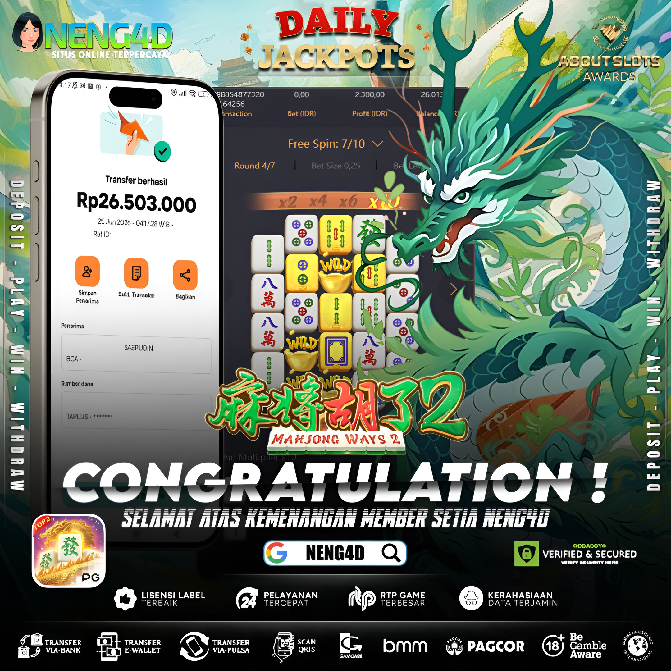 CUAN 26JT DARI MAHJONG WAYS 2 PG SOFT