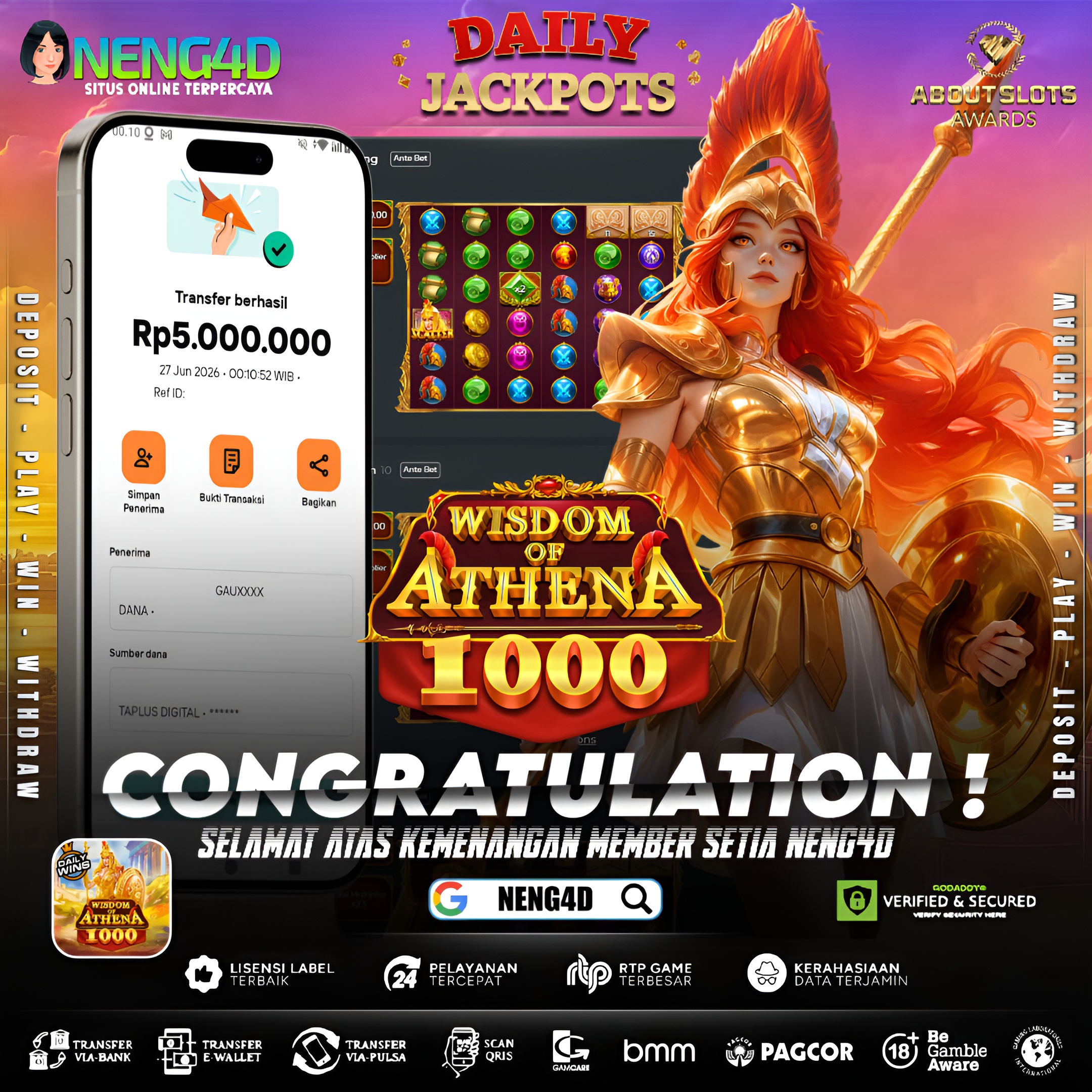 MENANG 5JT MAIN DI WISDOM OF ATHENA 1000 PRAGMATIC PLAY