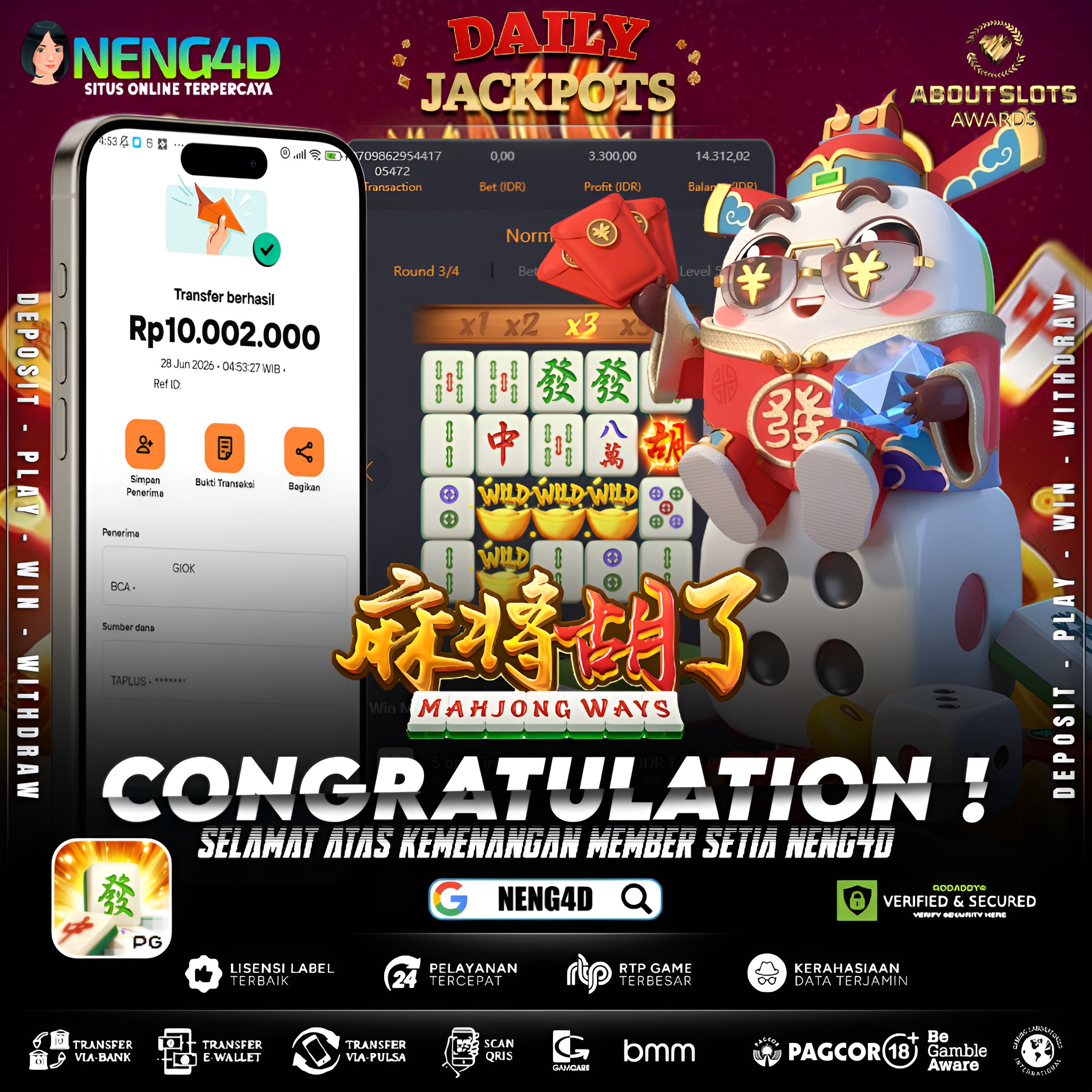 MENANG 10JT MAIN DI MAHJONG WAYS PG SOFT