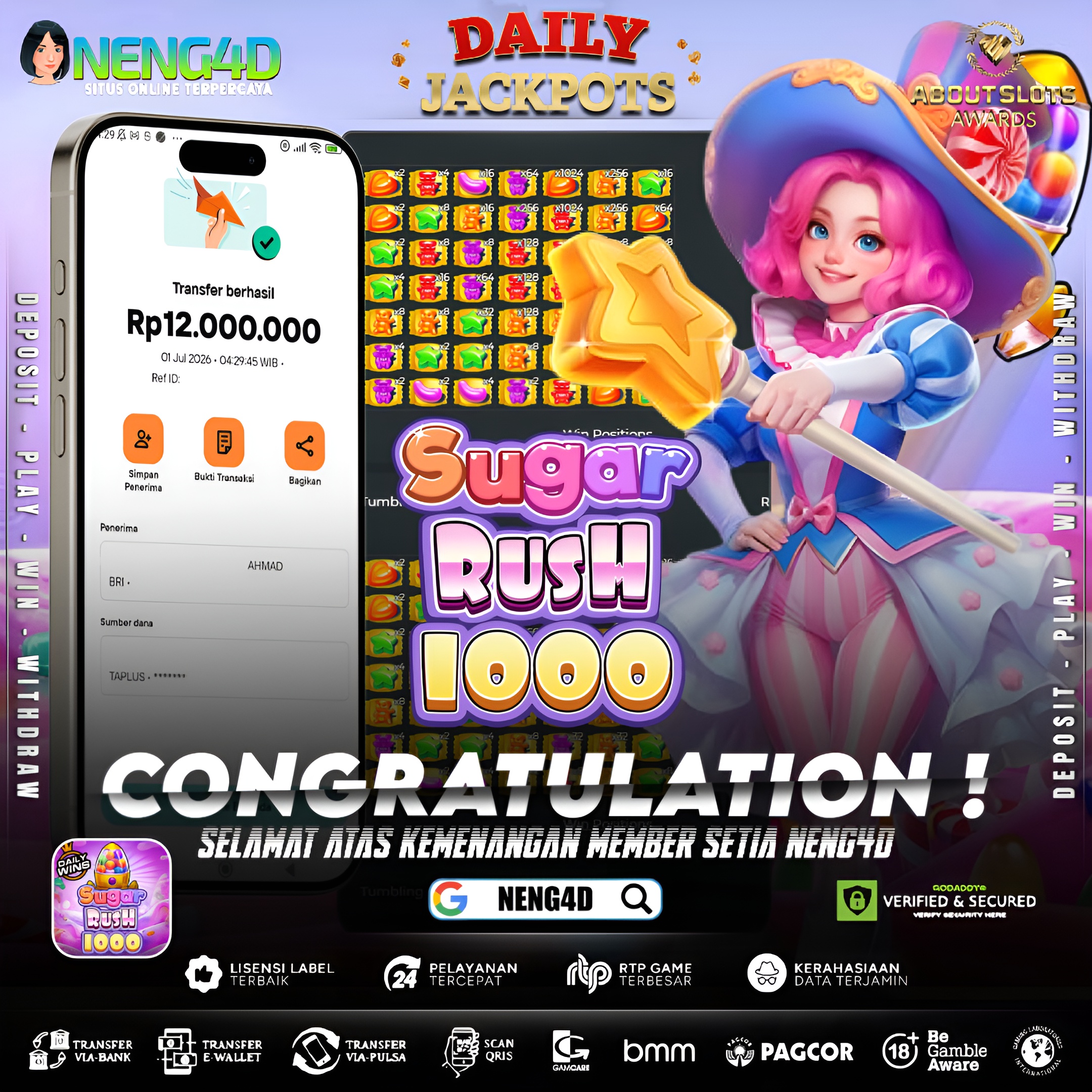 MENANG 12JT MAIN DI SUGAR RUSH 1000 PRAGMATIC PLAY