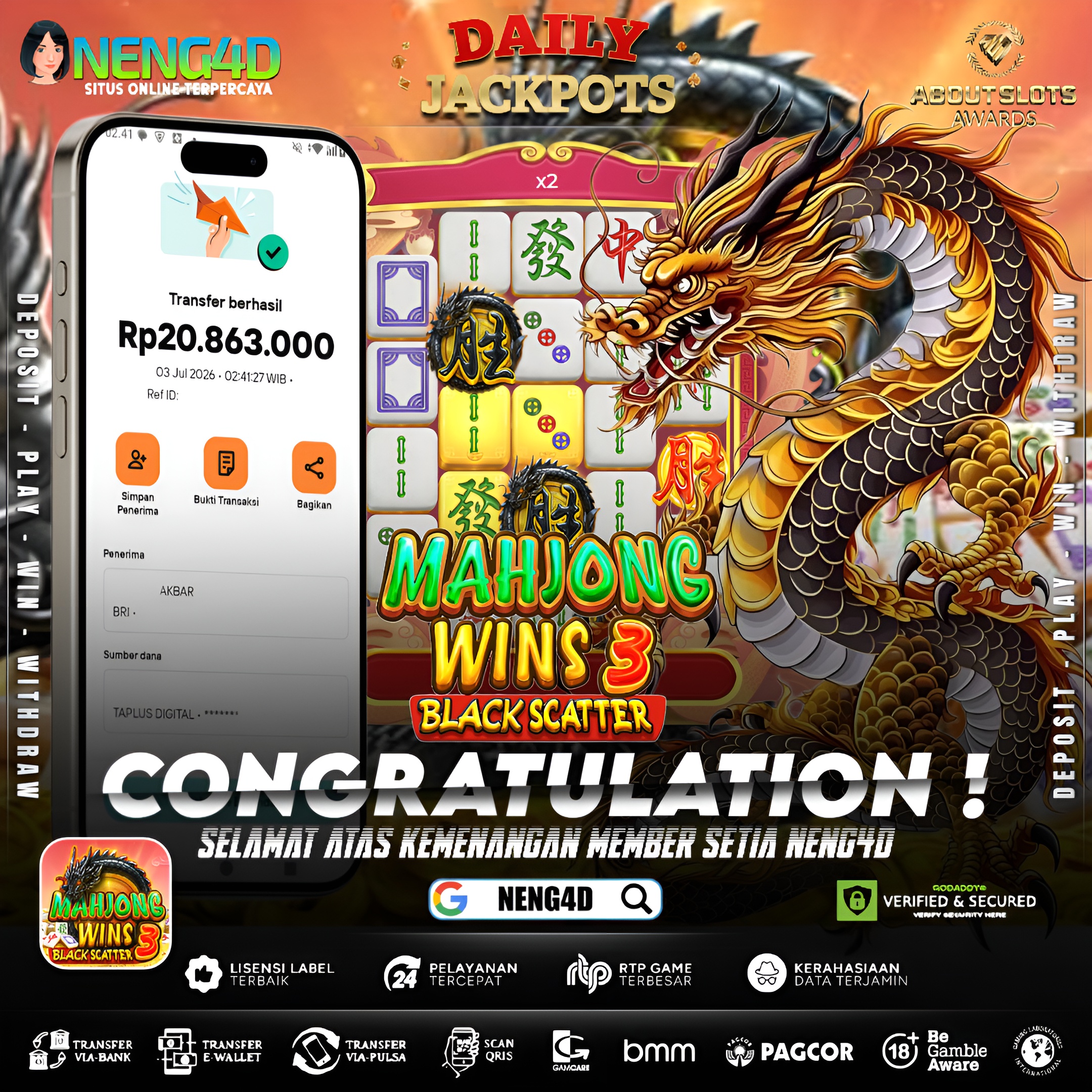 MENANG 20JT MAIN DI MAHJONG WINS 3 – BLACK SCATTER PRAGMATIC PLAY