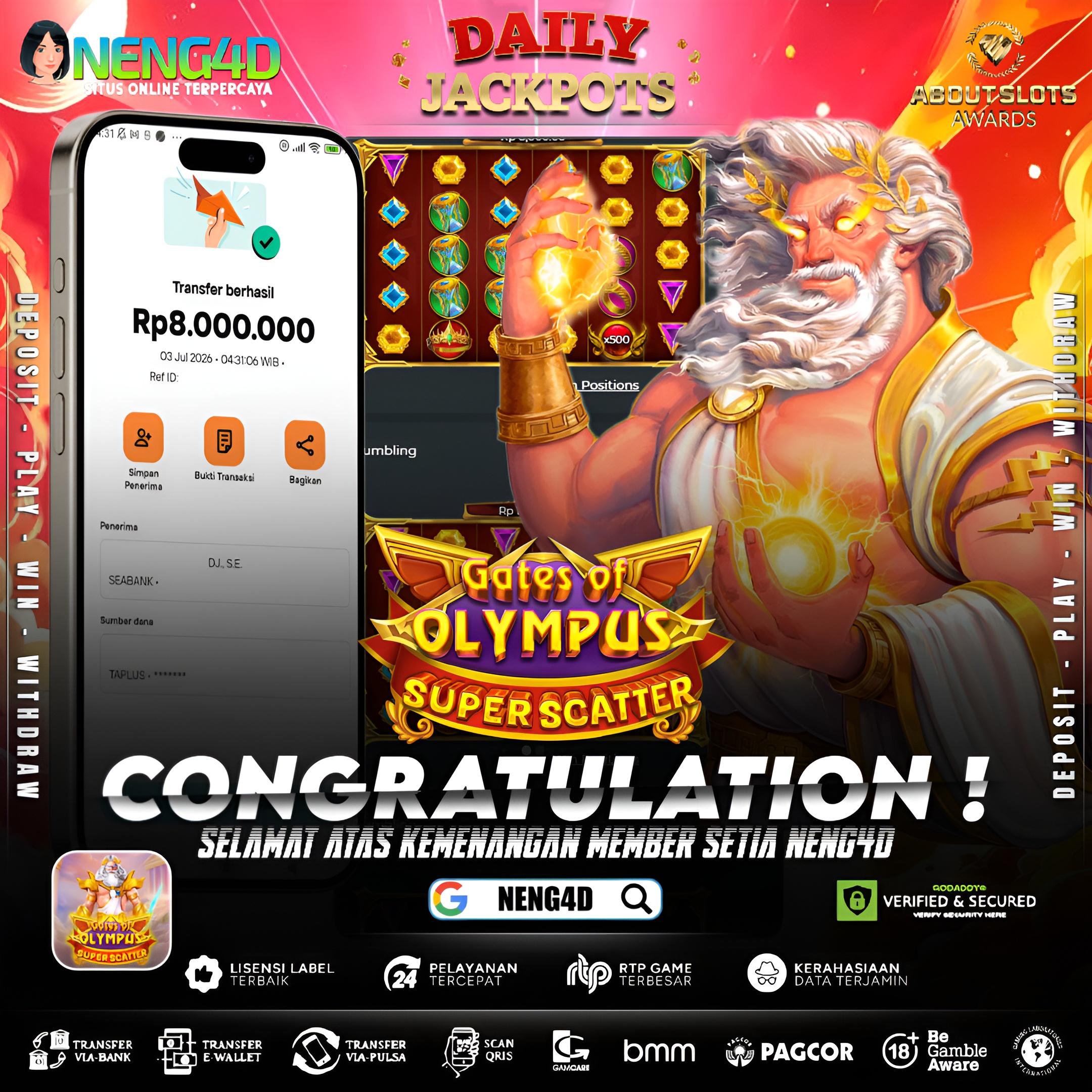 MENANG 8JT MAIN DI GATES OF OLYMPUS SUPER SCATTER PRAGMATIC PLAY