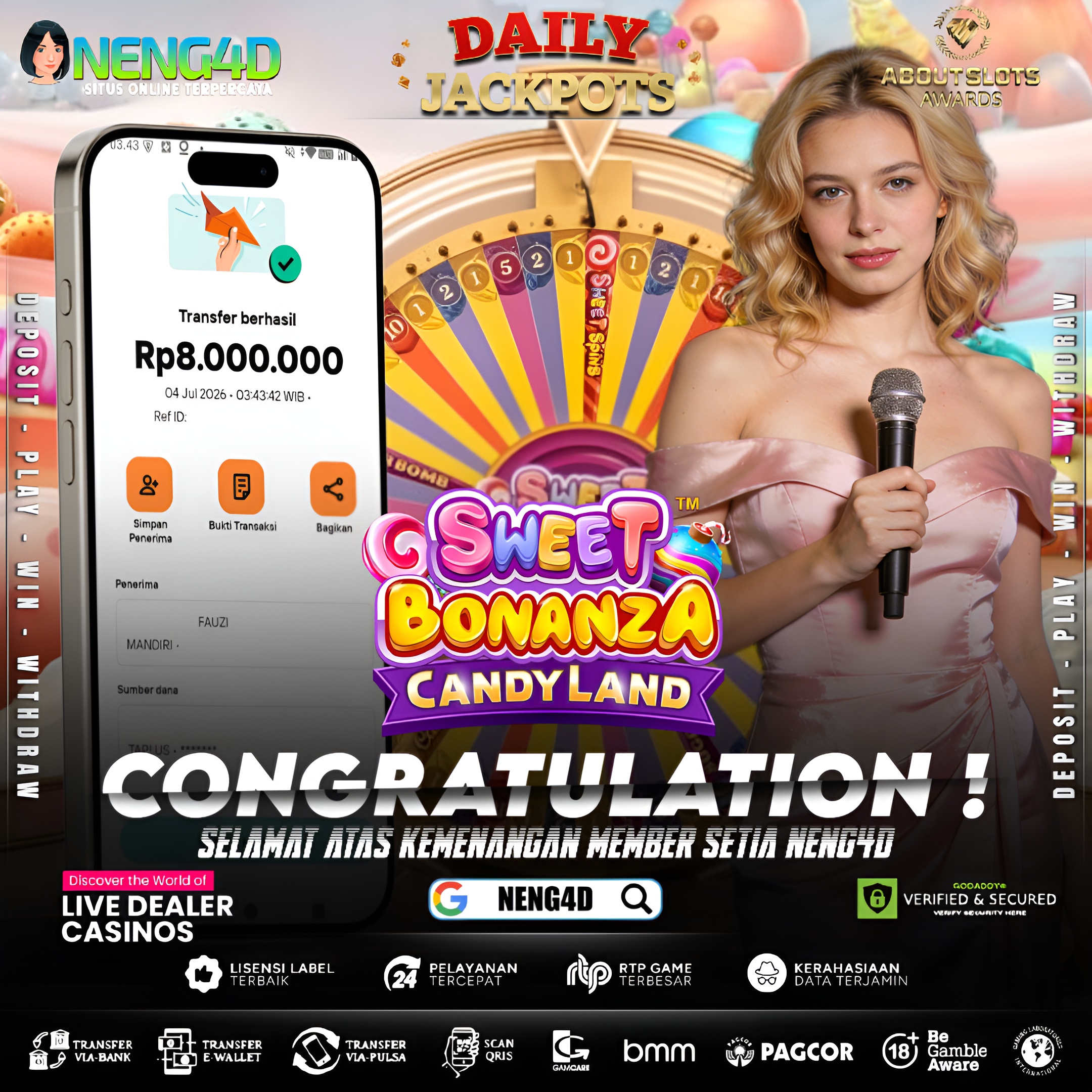 MENANG 8JT MAIN DI LIVE CASINO SWEET BONANZA CANDYLAND PRAGMATIC PLAY