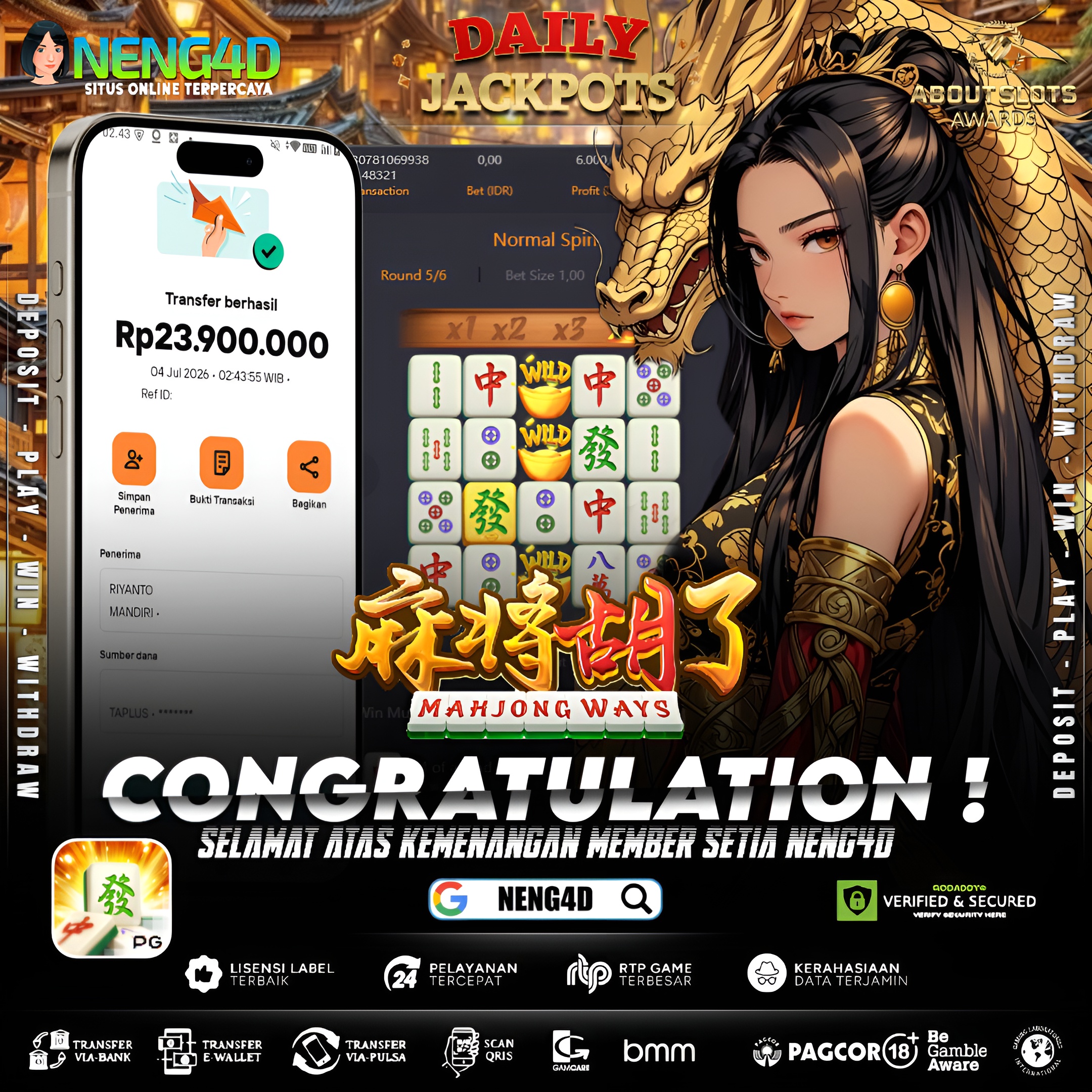 MENANG 23JT MAIN DI MAHJONG WAYS PG SOFT