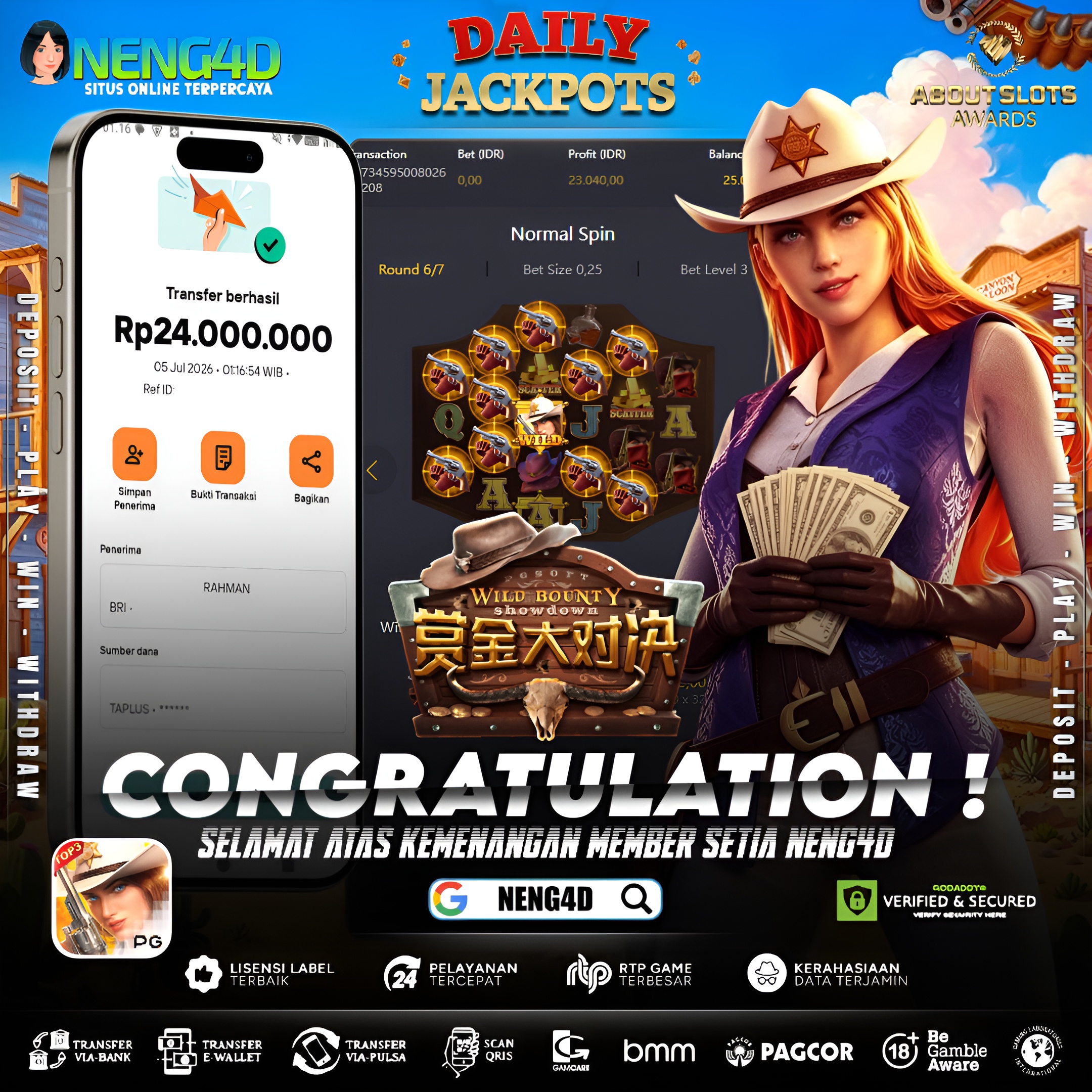 MENANG 24JT MAIN DI WILD BOUNTY SHOWDOWN PG SOFT
