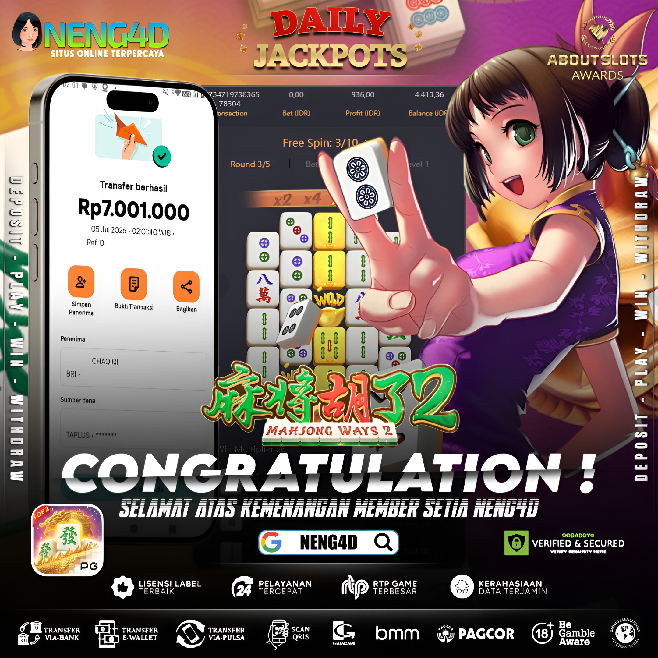 MENANG 7JT MAIN DI MAHJONG WAYS 2 PG SOFT
