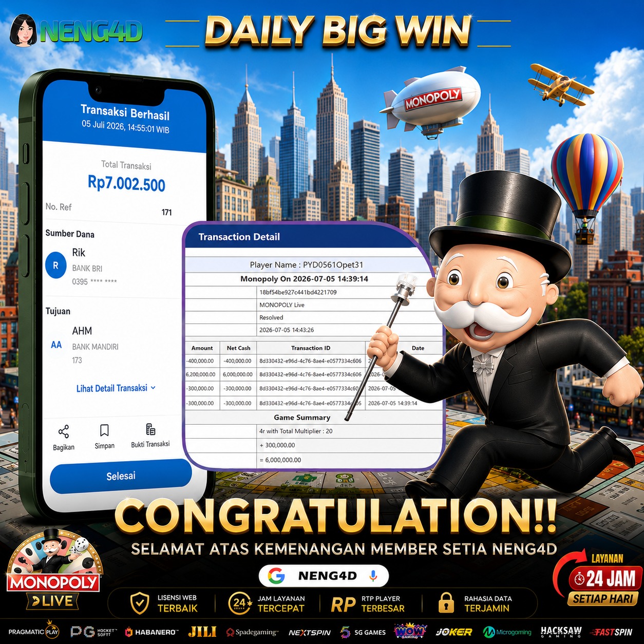 JACKPOT 7 JUTA MONOPOLY LIVE EVOLUTION
