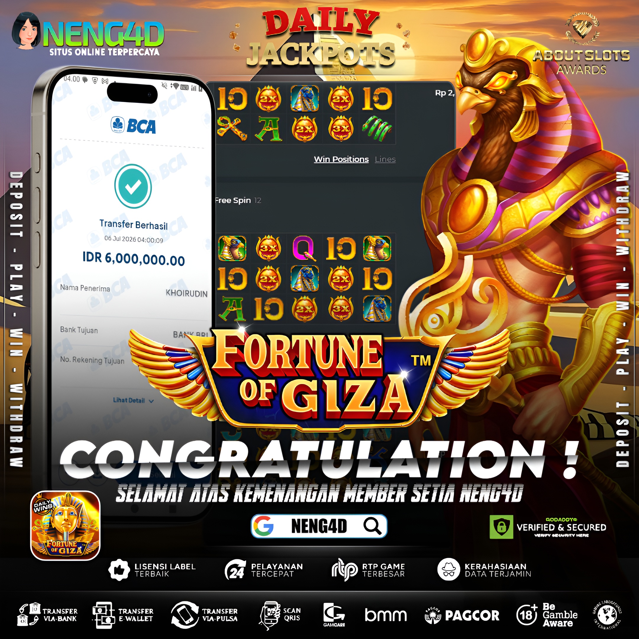 MENANG 6JT MAIN DI FORTUNE OF GIZA PRAGMATIC PLAY