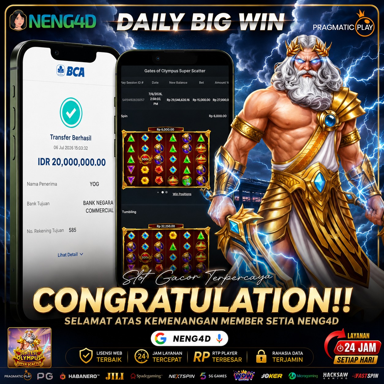 JACKPOT 20 JUTA GATES OF OLYMPUS PRAGMATIC PLAY