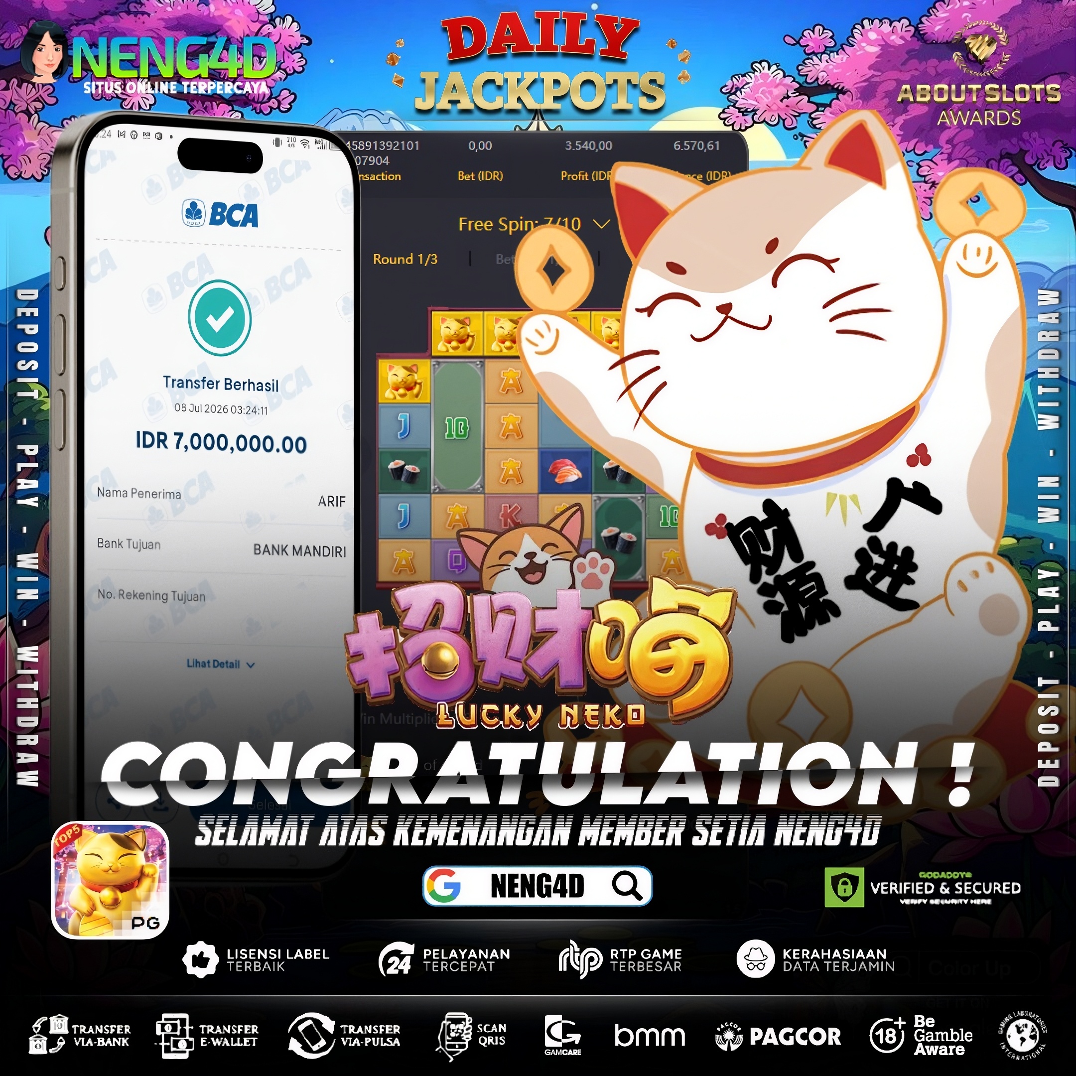 MENANG 7JT MAIN DI LUCKY NEKO PG SOFT