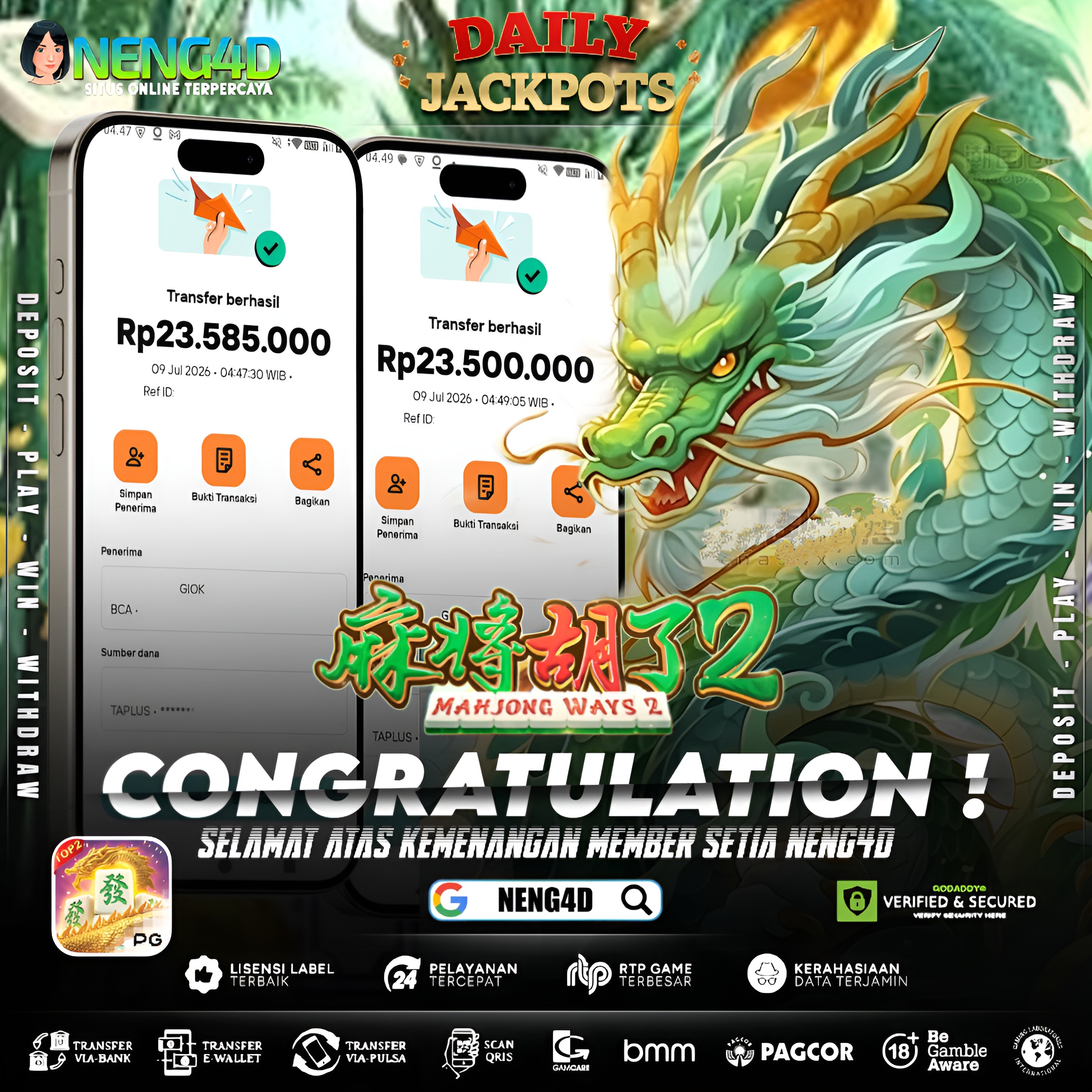 MENANG 47JT MAIN DI MAHJONG WAYS 2 PG SOFT