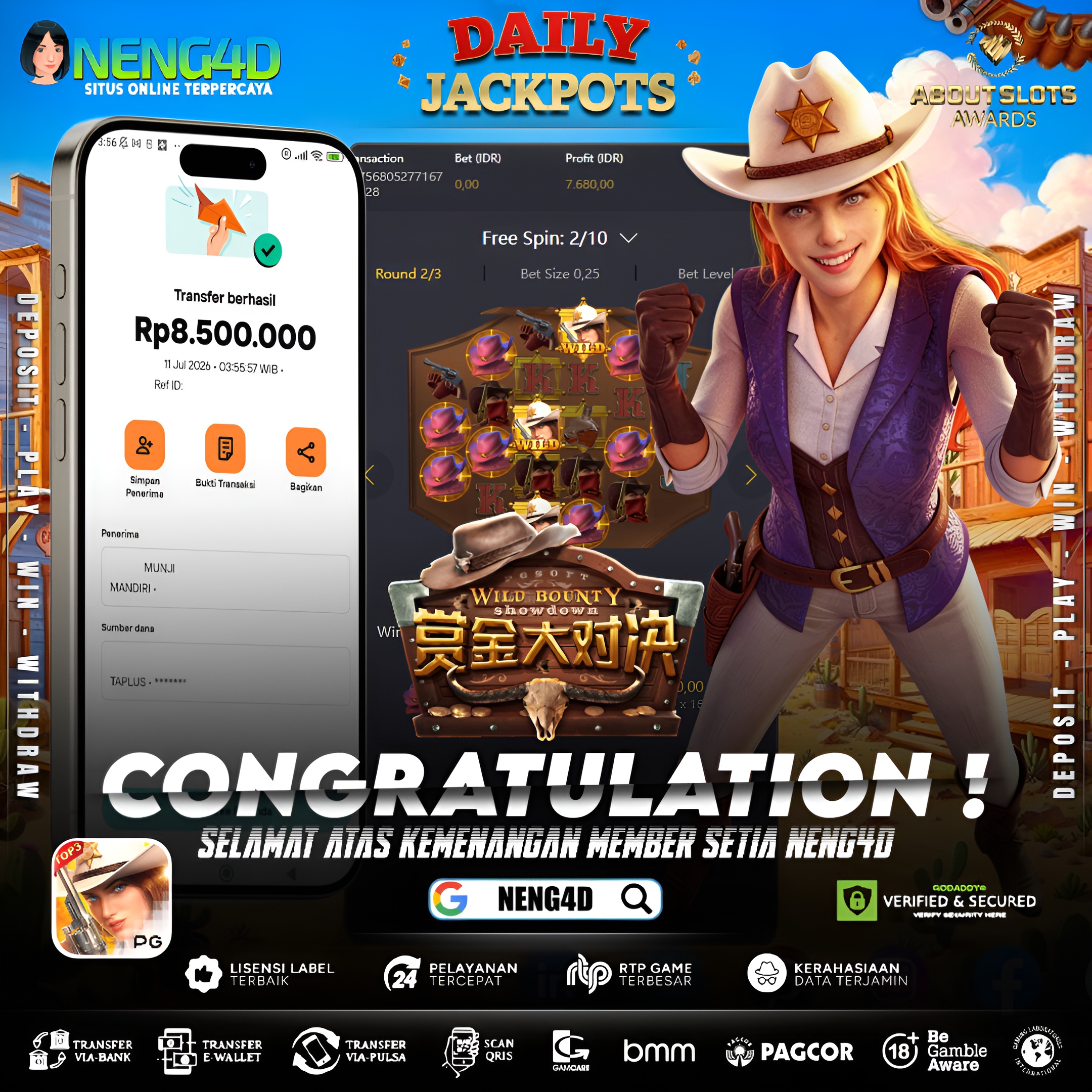 MENANG 8JT MAIN DI WILD BOUNTY SHOWDOWN PG SOFT