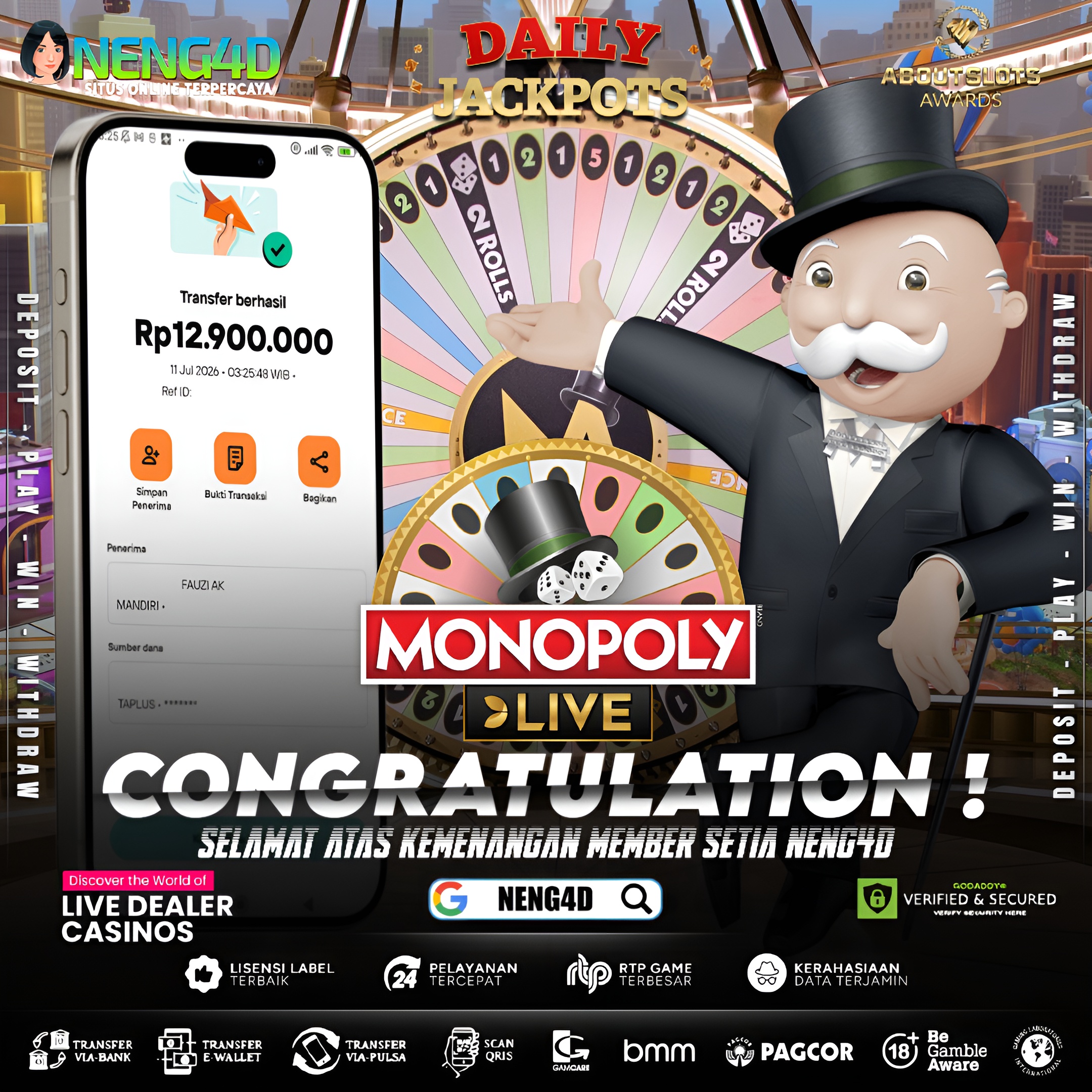 MENANG 12JT MAIN DI LIVE GAMES MONOPOLY EVOLUTION