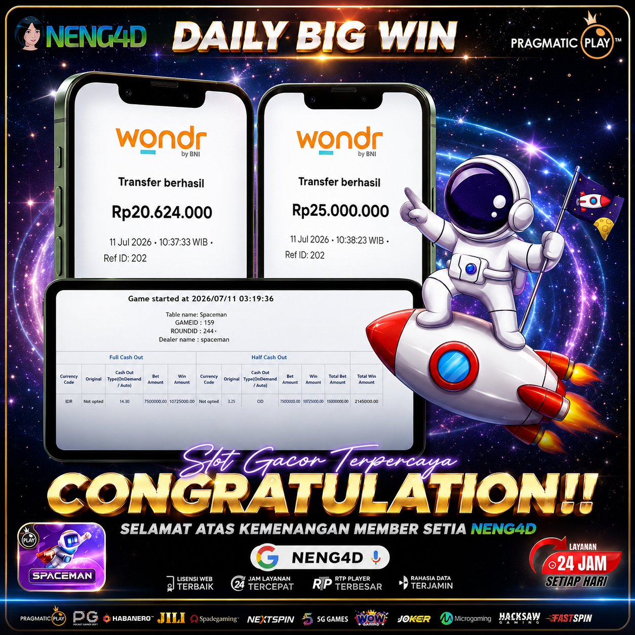 JACKPOT SPACEMAN 45 JUTA PRAGMATIC PLAY