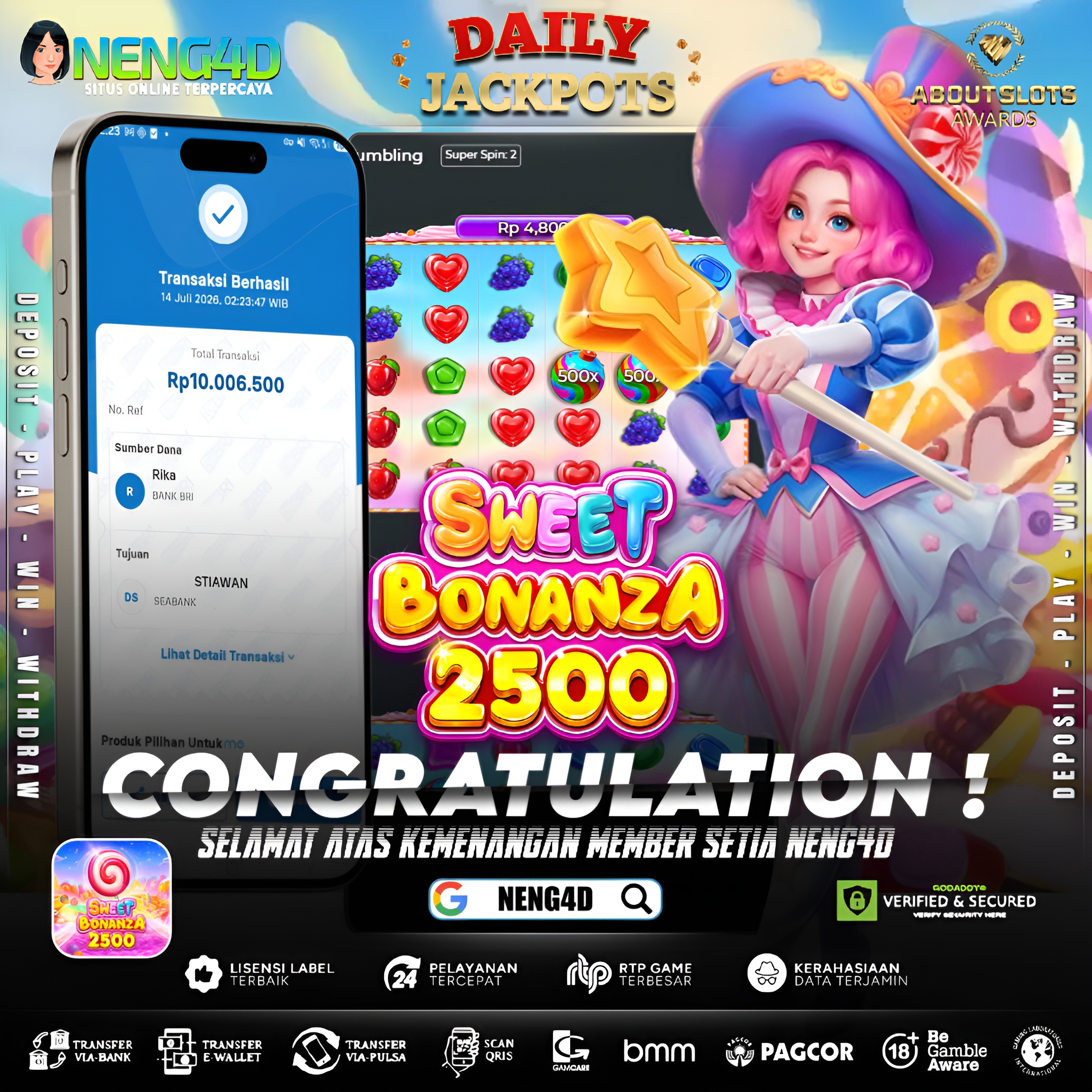MENANG 10JT MAIN DI SWEET BONANZA 2500 PRAGMATIC PLAY