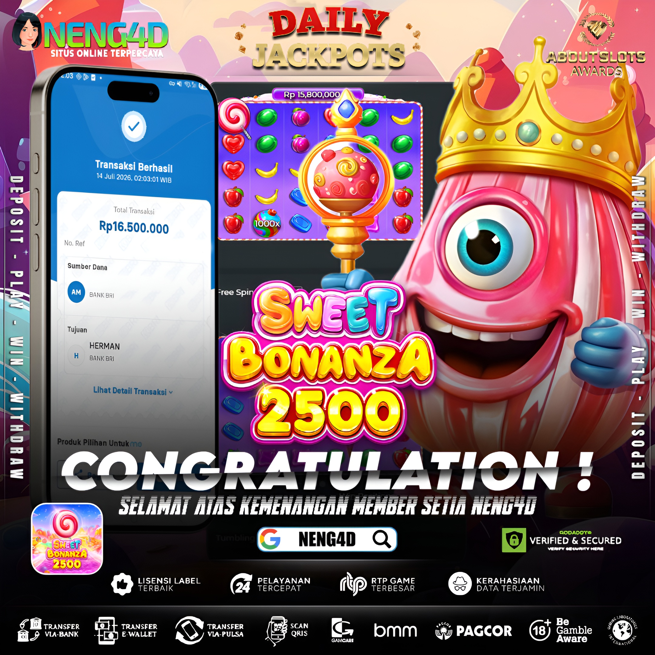 MENANG 16JT MAIN DI SWEET BONANZA 2500 PRAGMATIC PLAY