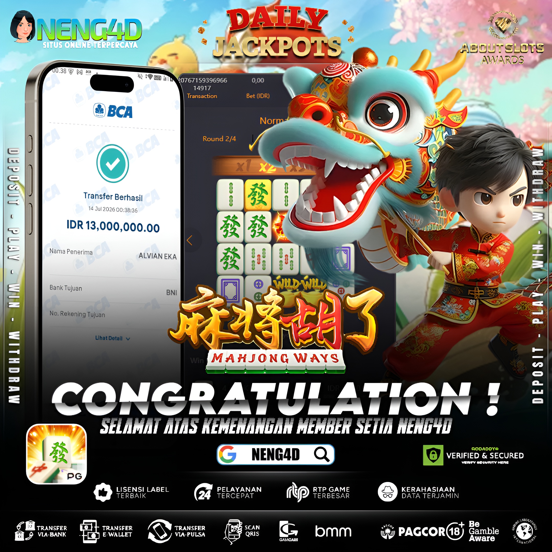 MENANG 13JT MAIN DI MAHJONG WAYS PG SOFT