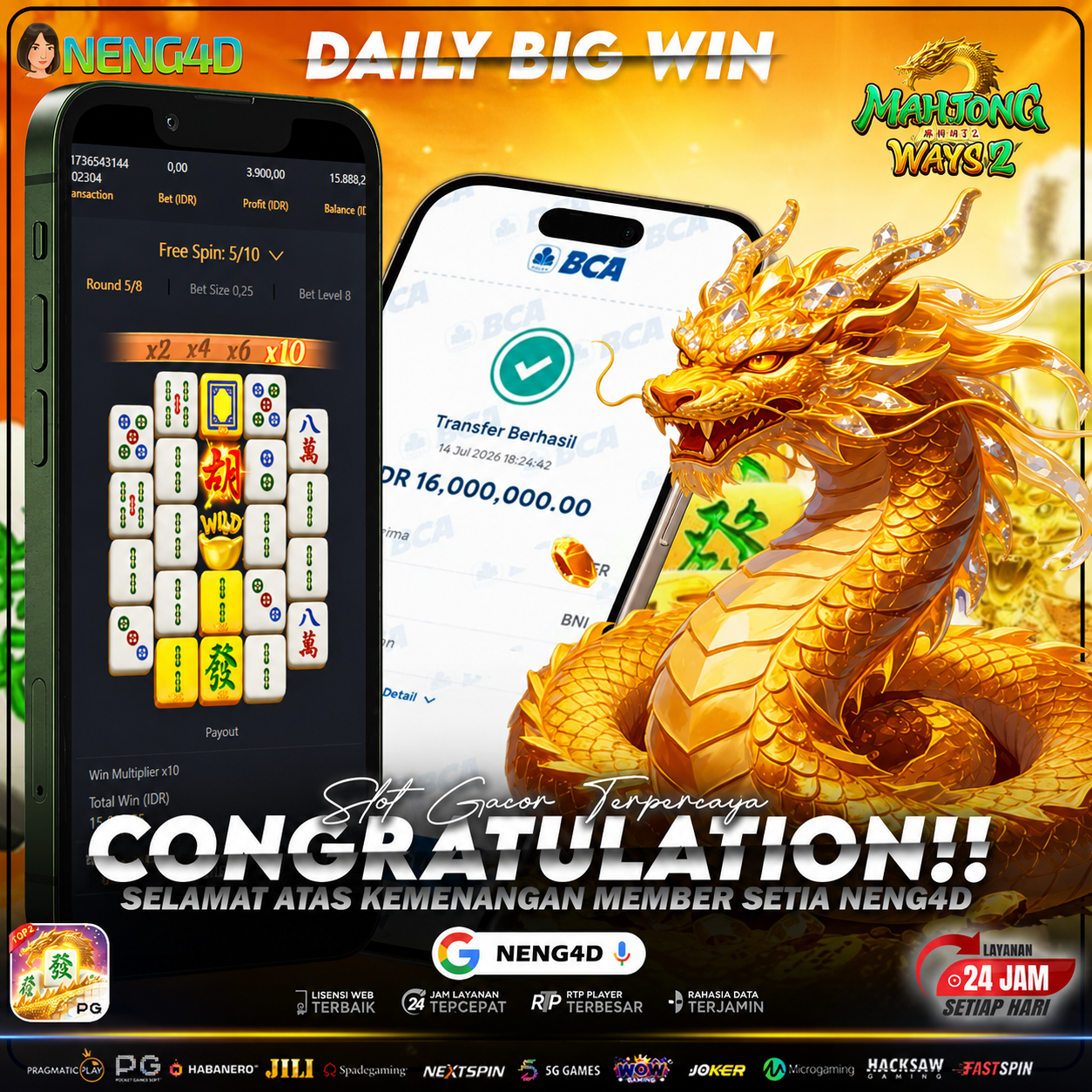 JACKPOT SPEKTAKULER! MAHJONG WAYS 2 MELEDAK 16 JUTA BERSAMA NENG4D