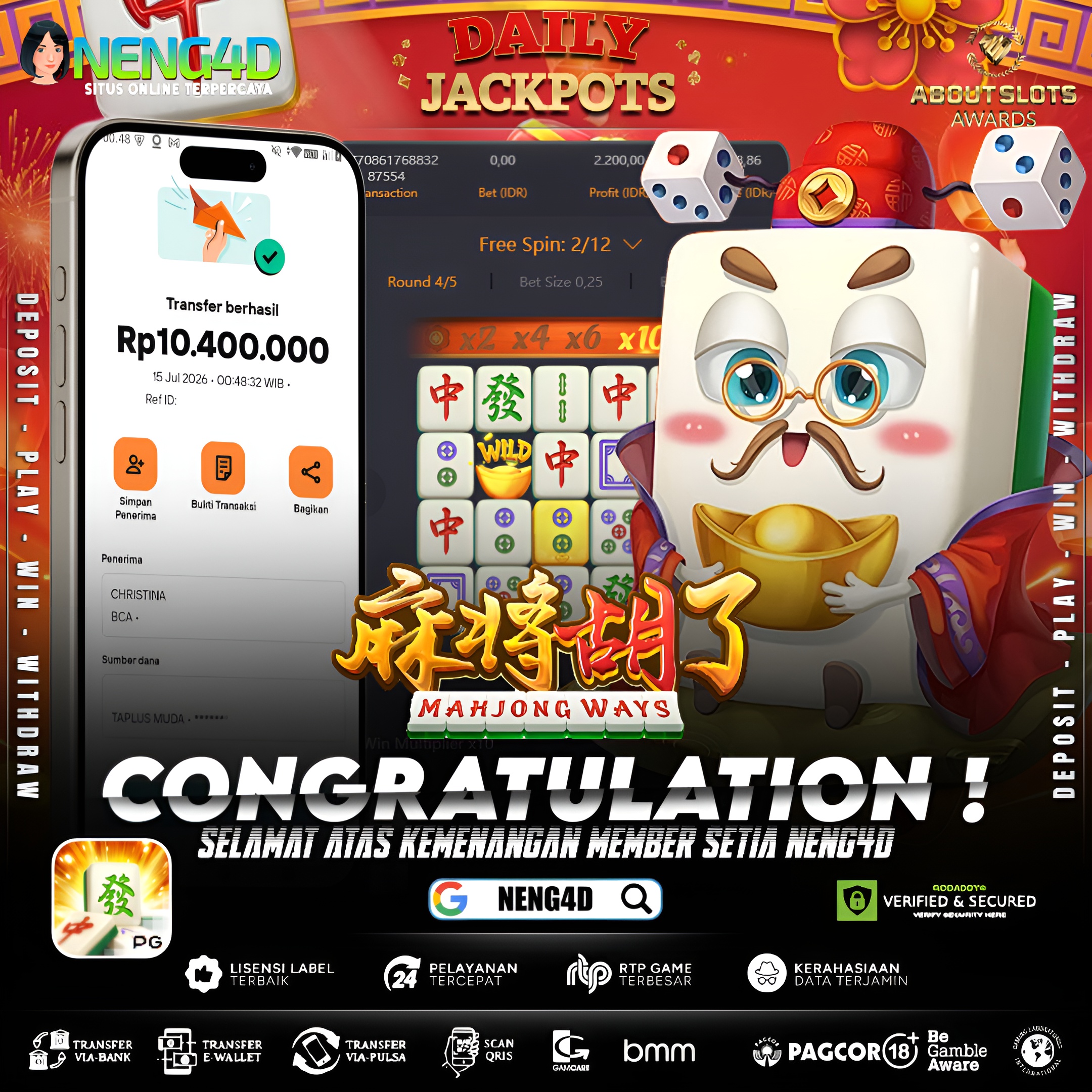 MENANG 10JT MAIN DI MAHJONG WAYS PG SOFT