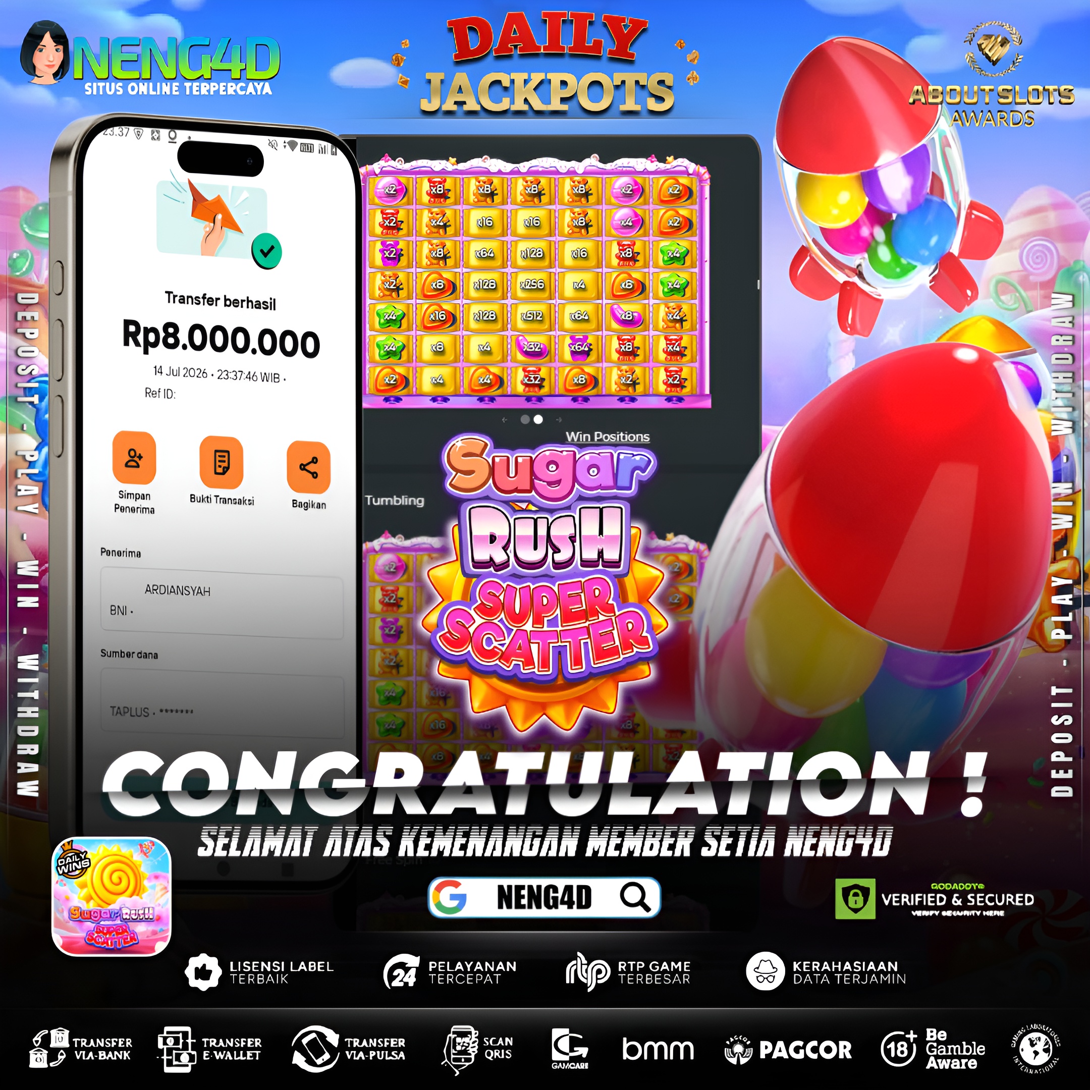 MENANG 8JT MAIN DI SUGAR RUSH SUPER SCATTER PRAGMATIC PLAY