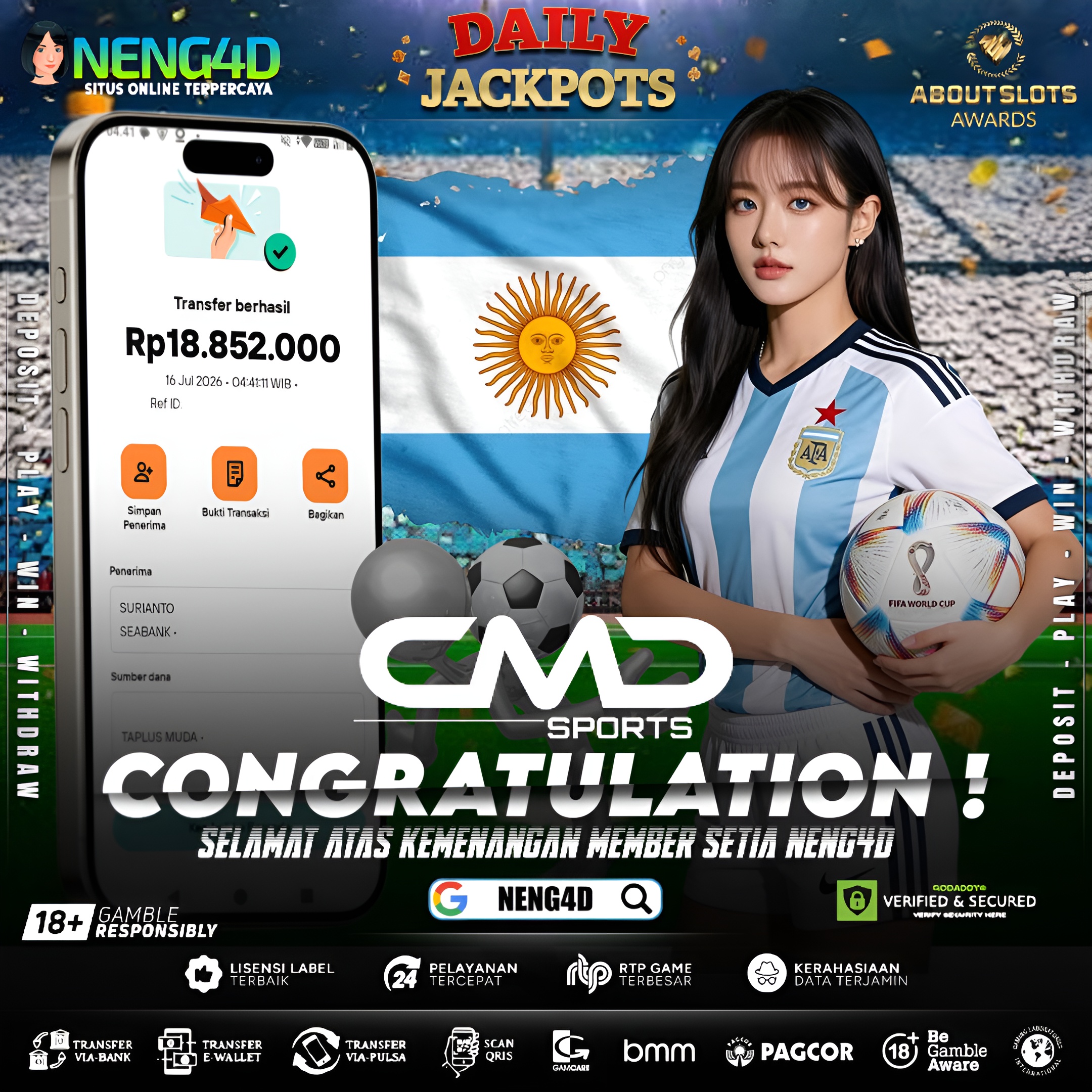 MENANG 18JT MAIN DI CMD SPORTS  ARGENTINA VS INGGRIS