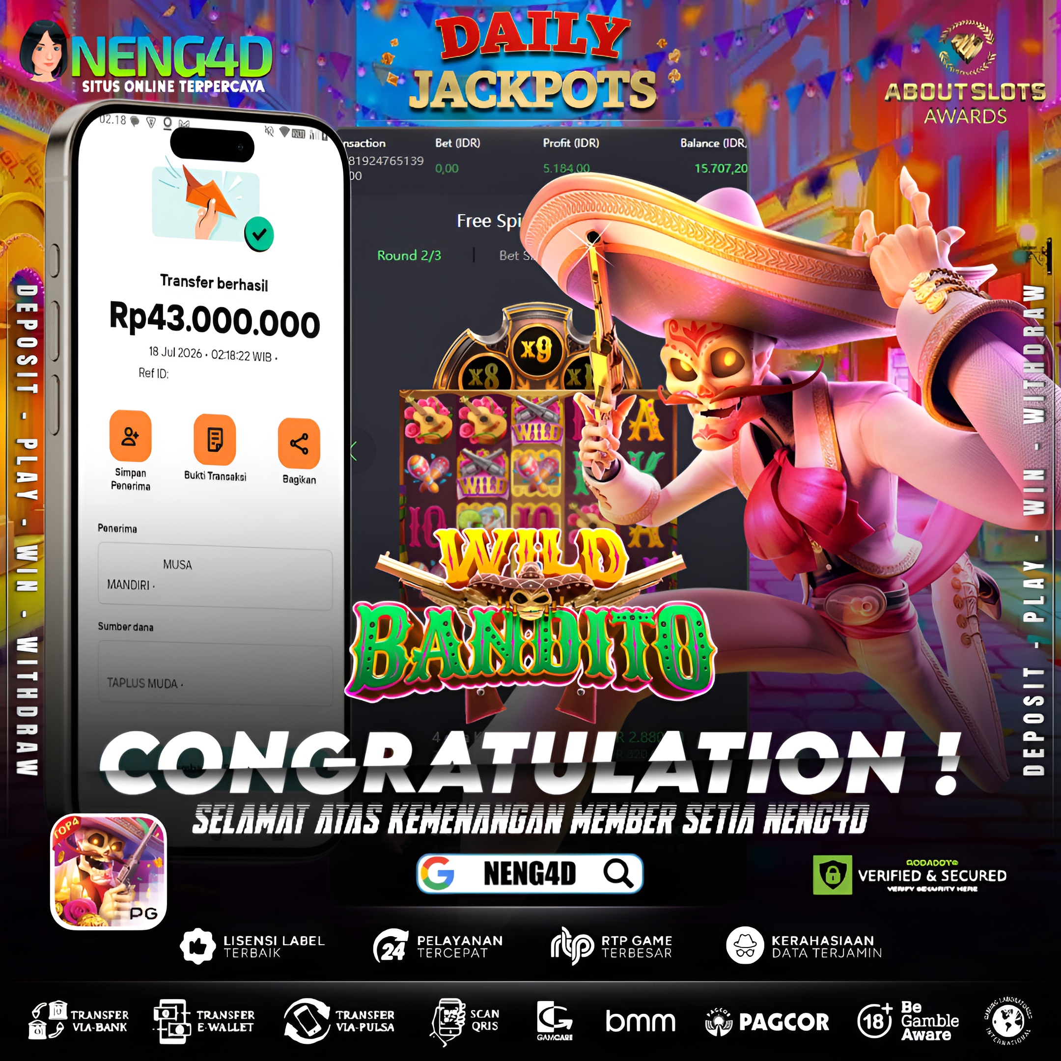 MENANG 43JT MAIN DI WILD BANDITO PG SOFT