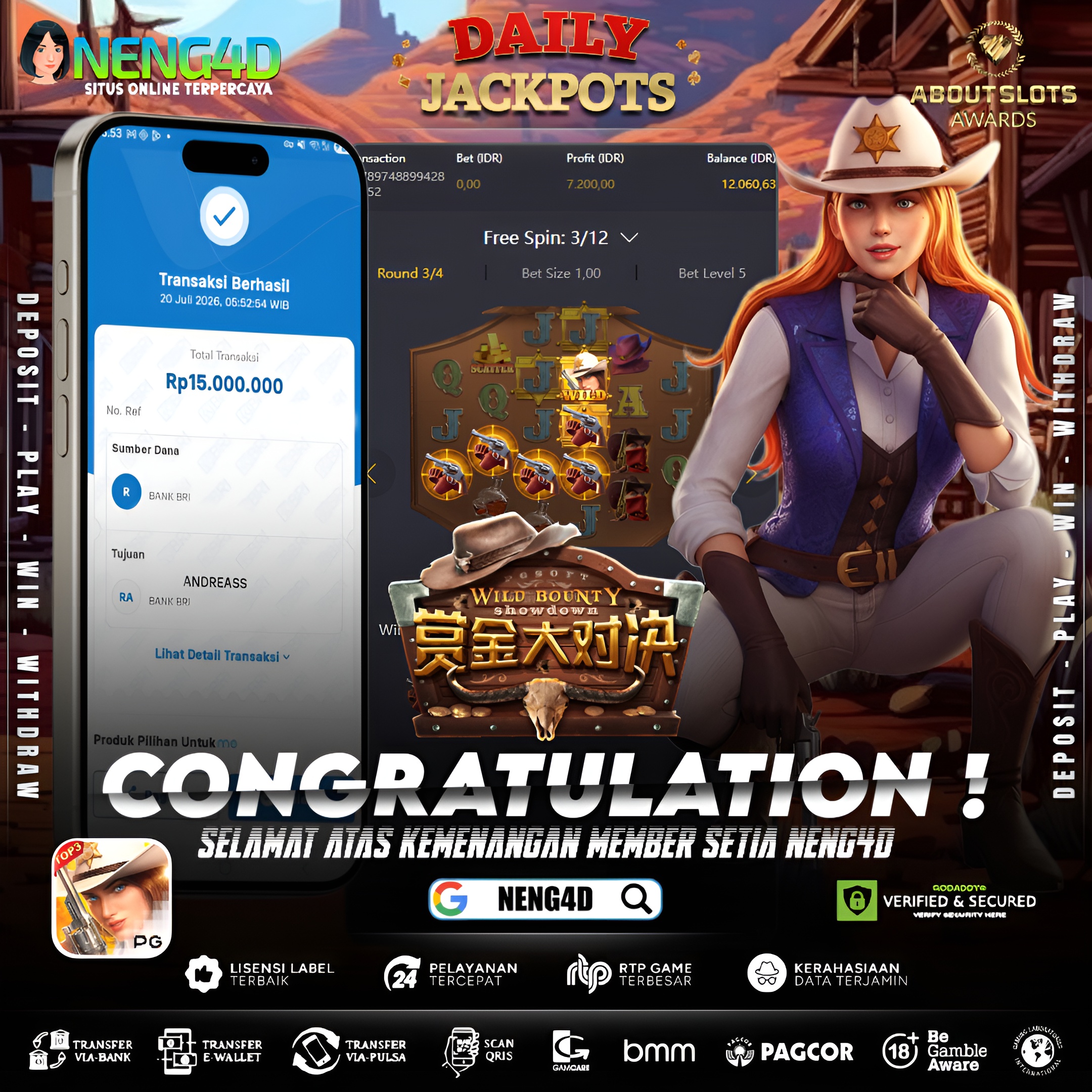 MENANG 15JT MAIN DI WILD BOUNTY SHOWDOWN PG SOFT