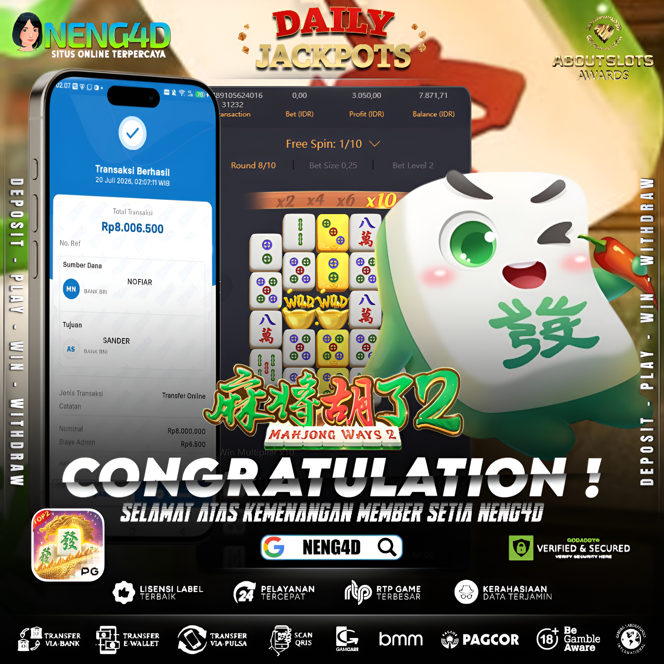 MENANG 8JT MAIN DI MAHJONG WAYS 2 PG SOFT