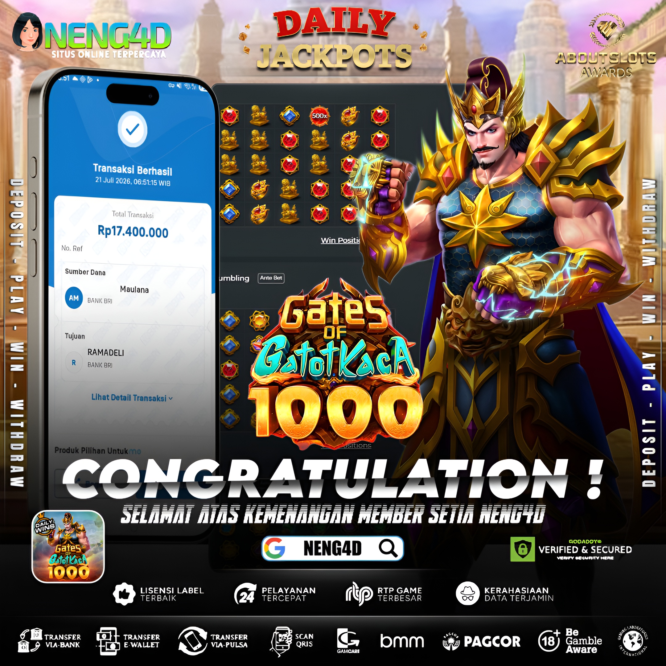 MENANG 17JT MAIN DI GATES OF GATOT KACA 1000 PRAGMATIC PLAY