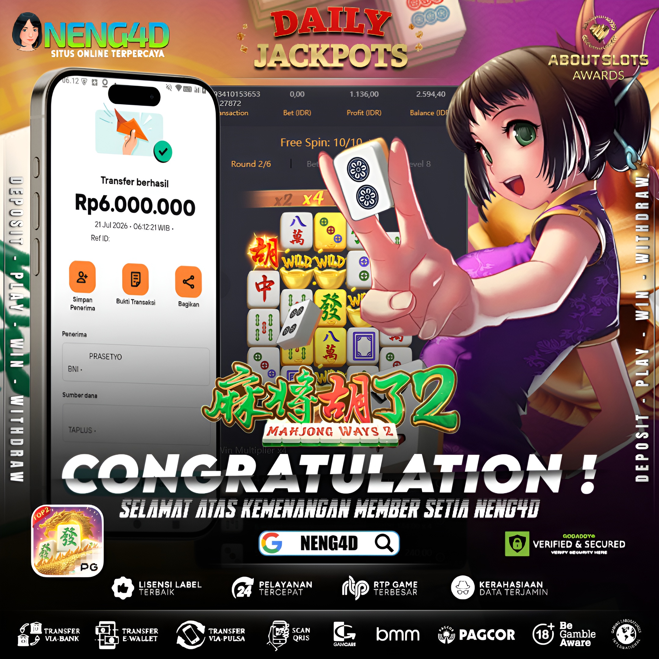 MENANG 6JT MAIN DI MAHJONG WAYS 2 PG SOFT