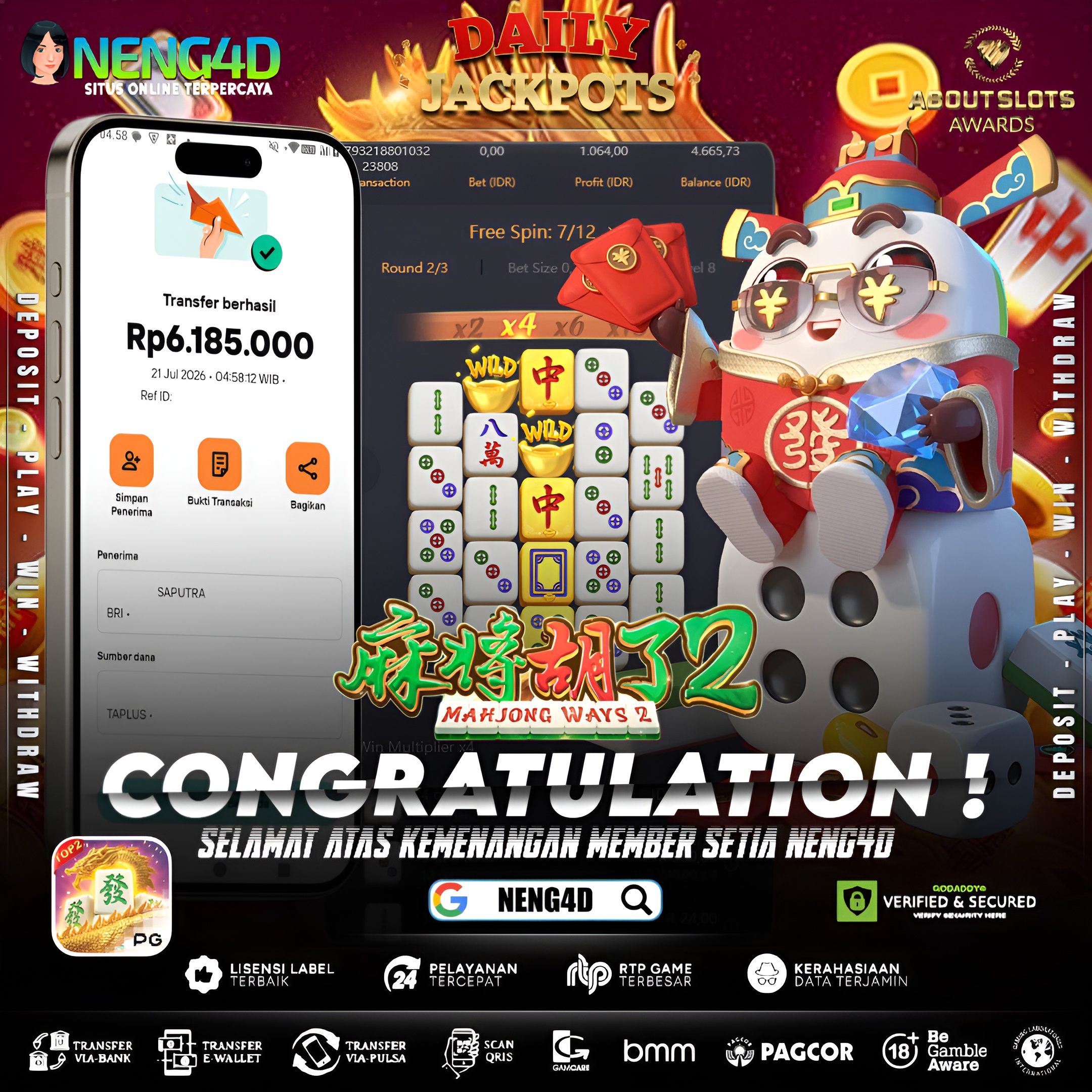 MENANG 6JT MAIN DI MAHJONG WAYS 2 PG SOFT