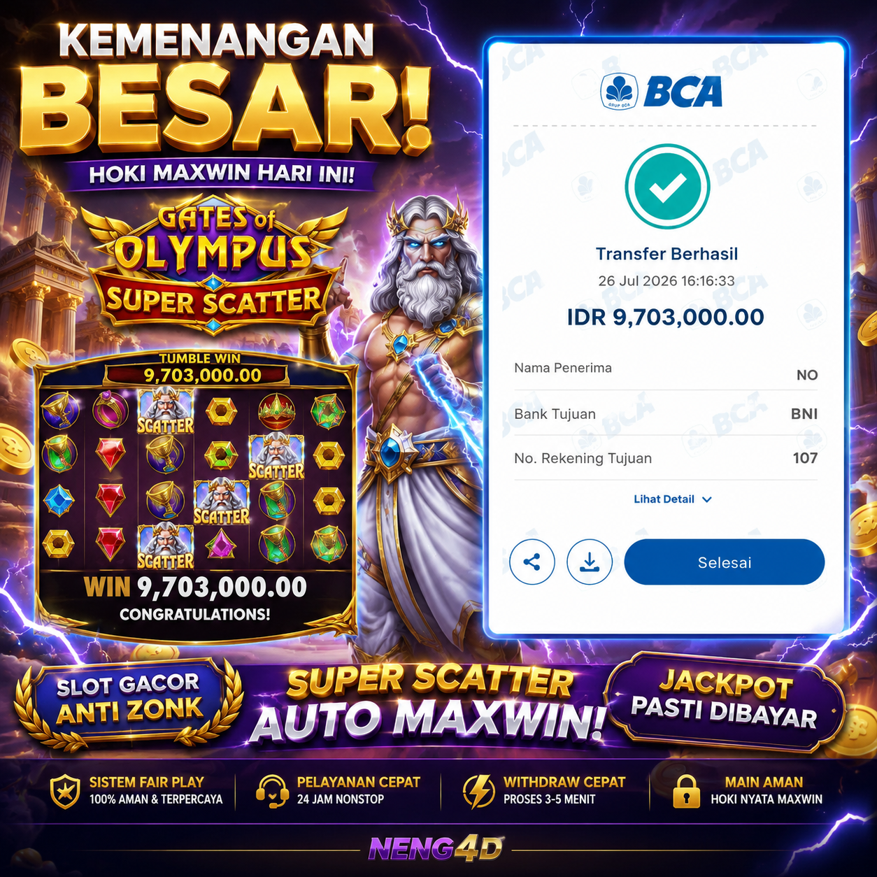 MENANG 5JT MAIN DI GATES OF OLYMPUS SUPER SCATTER PRAGMATIC PLAY