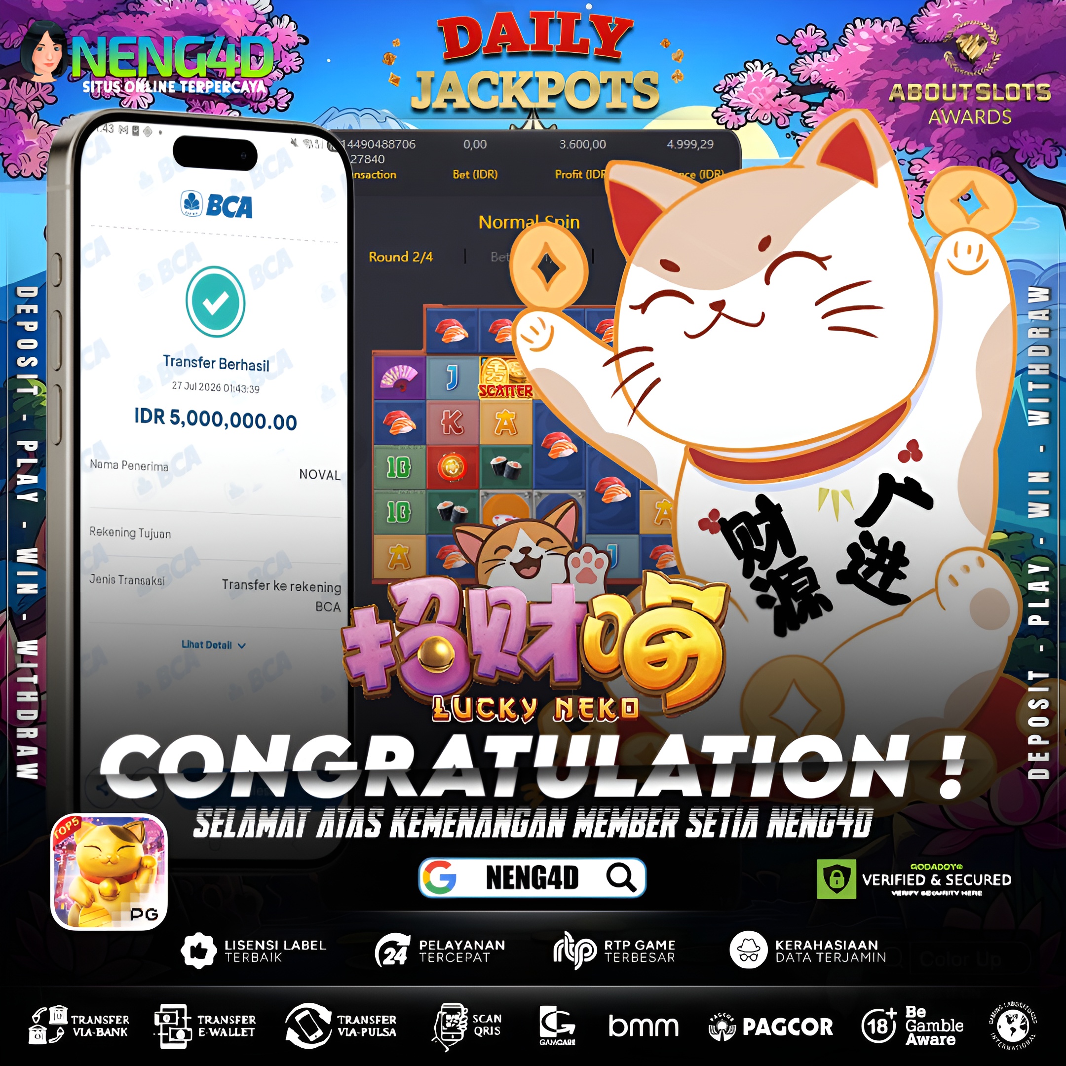 MENANG 5JT MAIN DI LUCKY NEKO PG SOFT