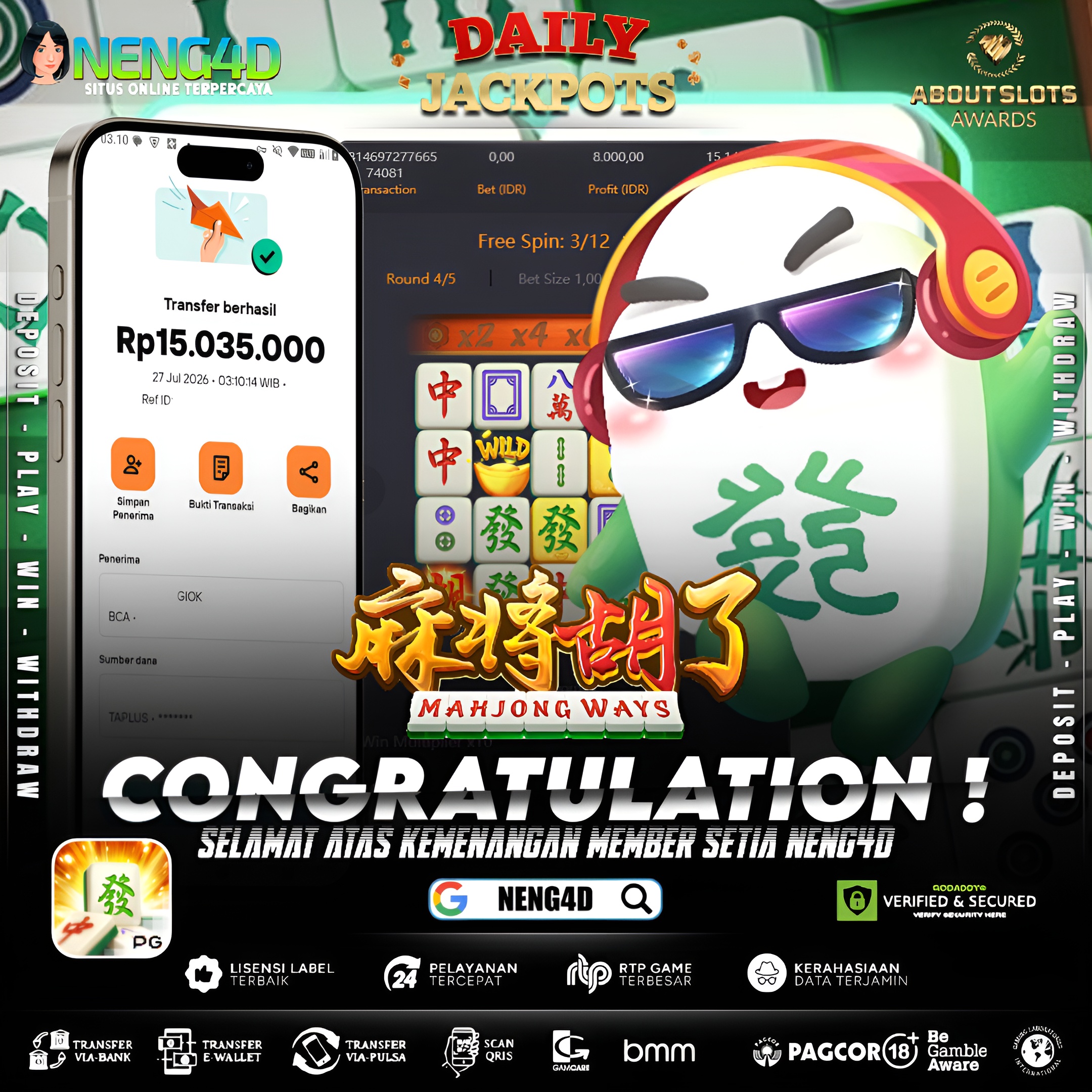MENANG 15JT MAIN DI MAHJONG WAYS PG SOFT