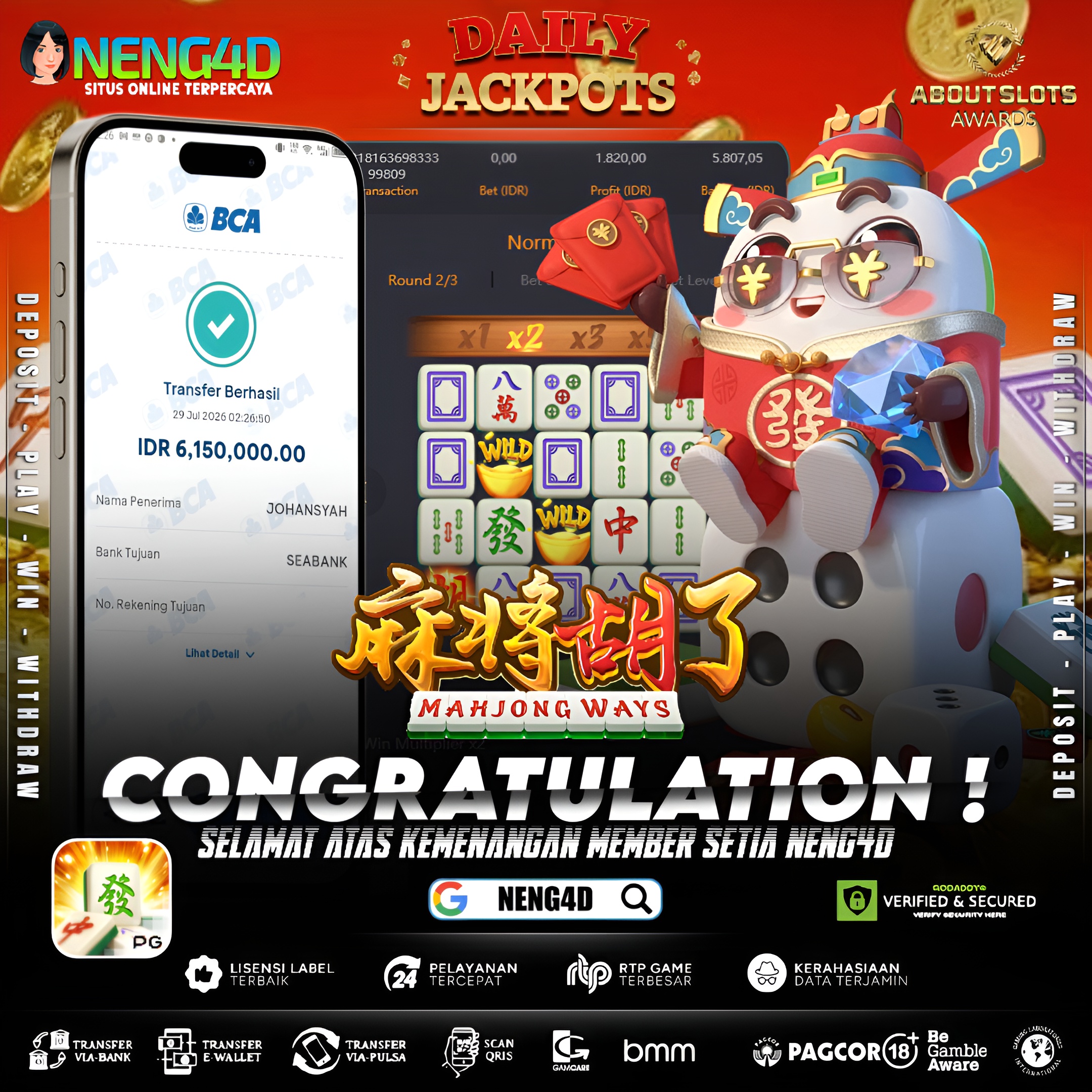 MENANG 6JT MAIN DI MAHJONG WAYS PG SOFT