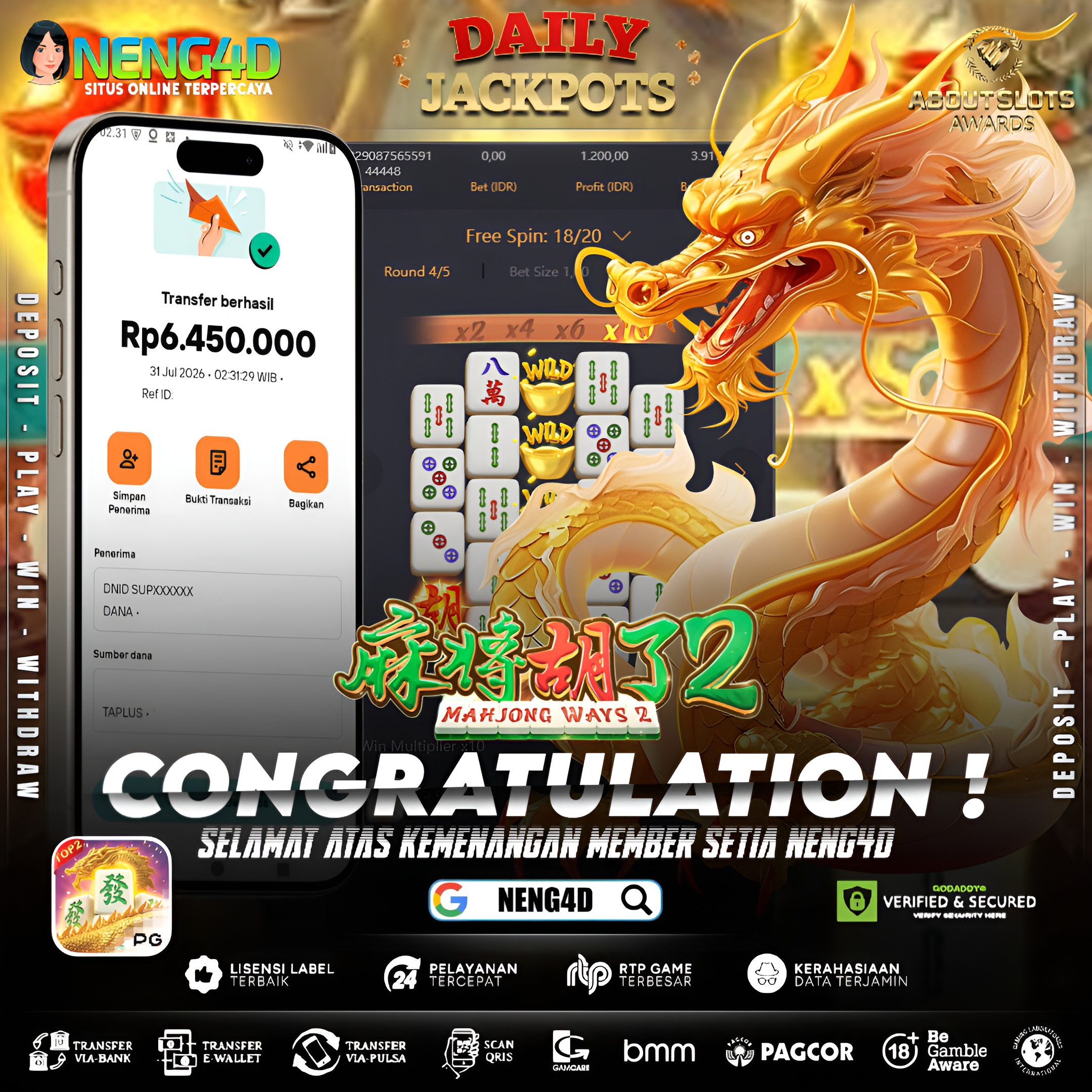 MENANG 6JT MAIN DI MAHJONG WAYS 2 PG SOFT