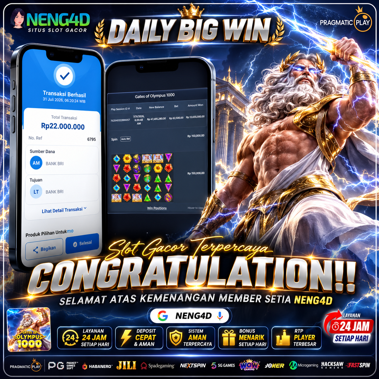 JACKPOT 22 JUTA DI GATES OF OLYMPUS 1000 PRAGMATIC PLAY