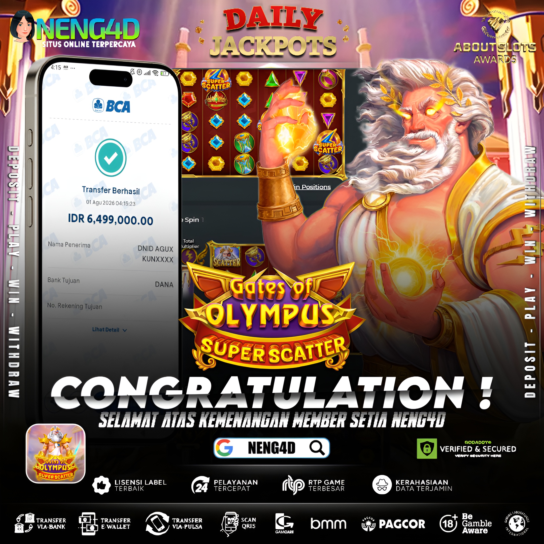 MENANG 6JT MAIN DI GATES OF OLYMPUS SUPER SCATTER PRAGMATIC PLAY