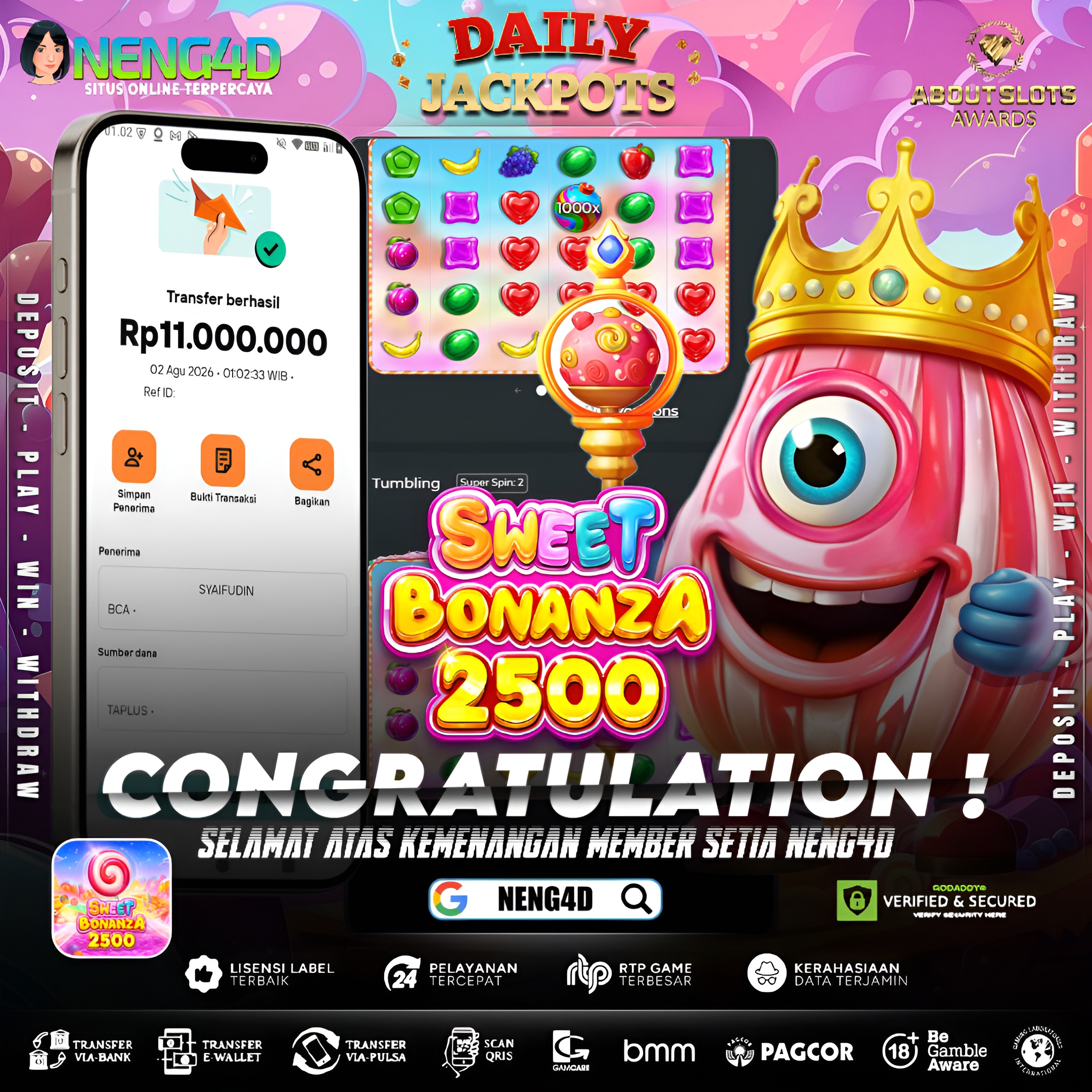MENANG 11JT MAIN DI SWEET BONANZA 2500 PRAGMATIC PLAY