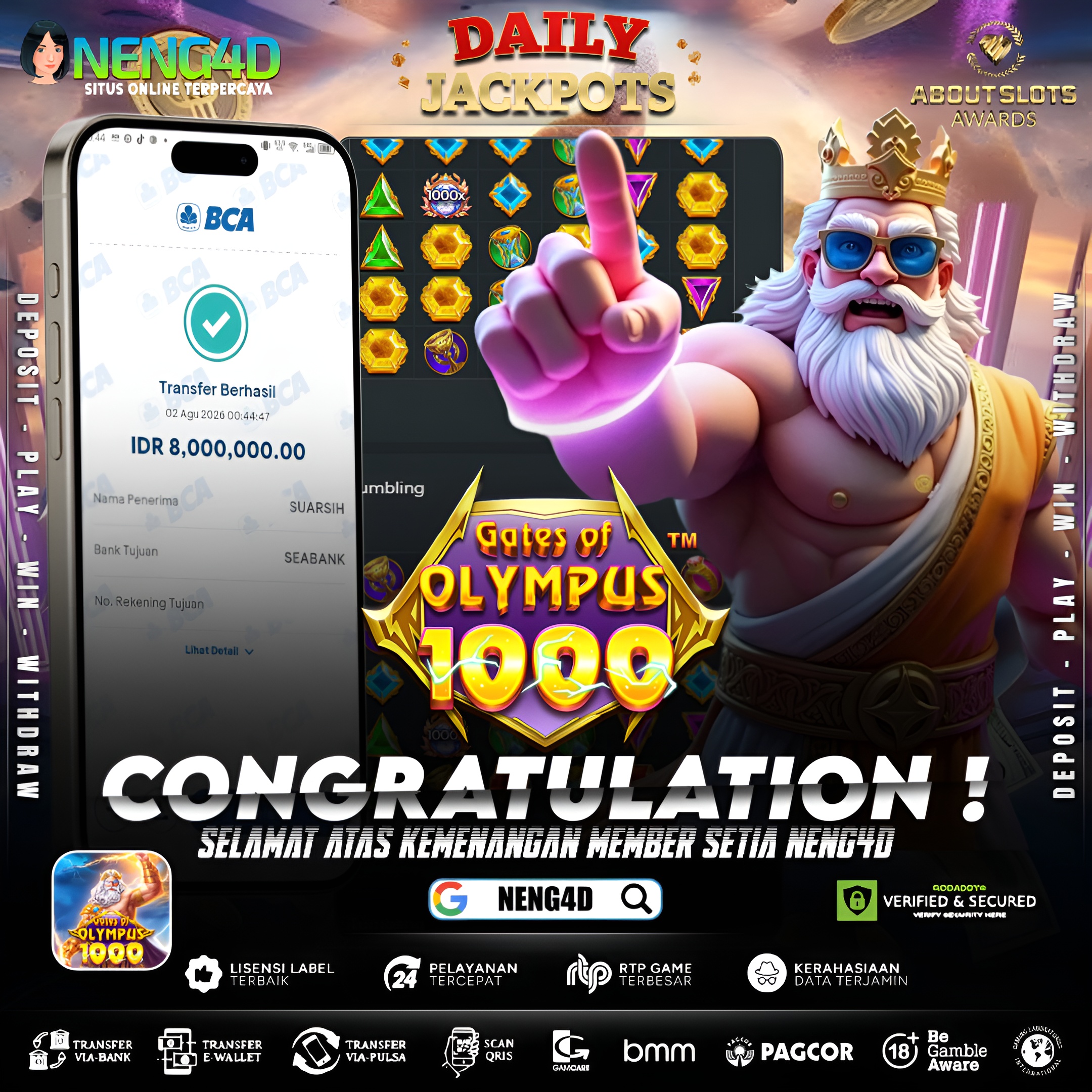 MENANG 8JT MAIN DI GATES OF OLYMPUS 1000 PRAGMATIC PLAY
