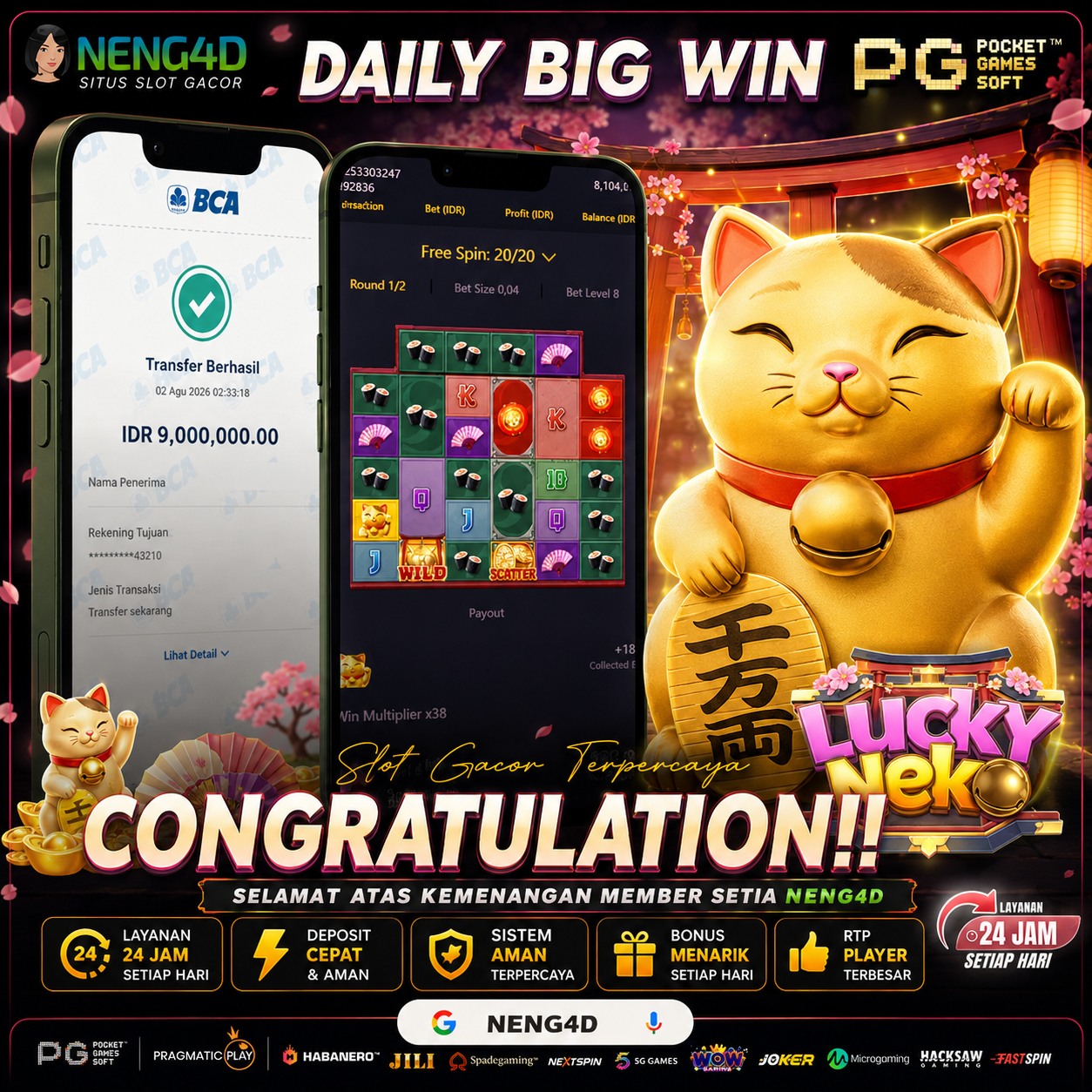 JACKPOT LUCKY NEKO 9 JUTA PG SOFT