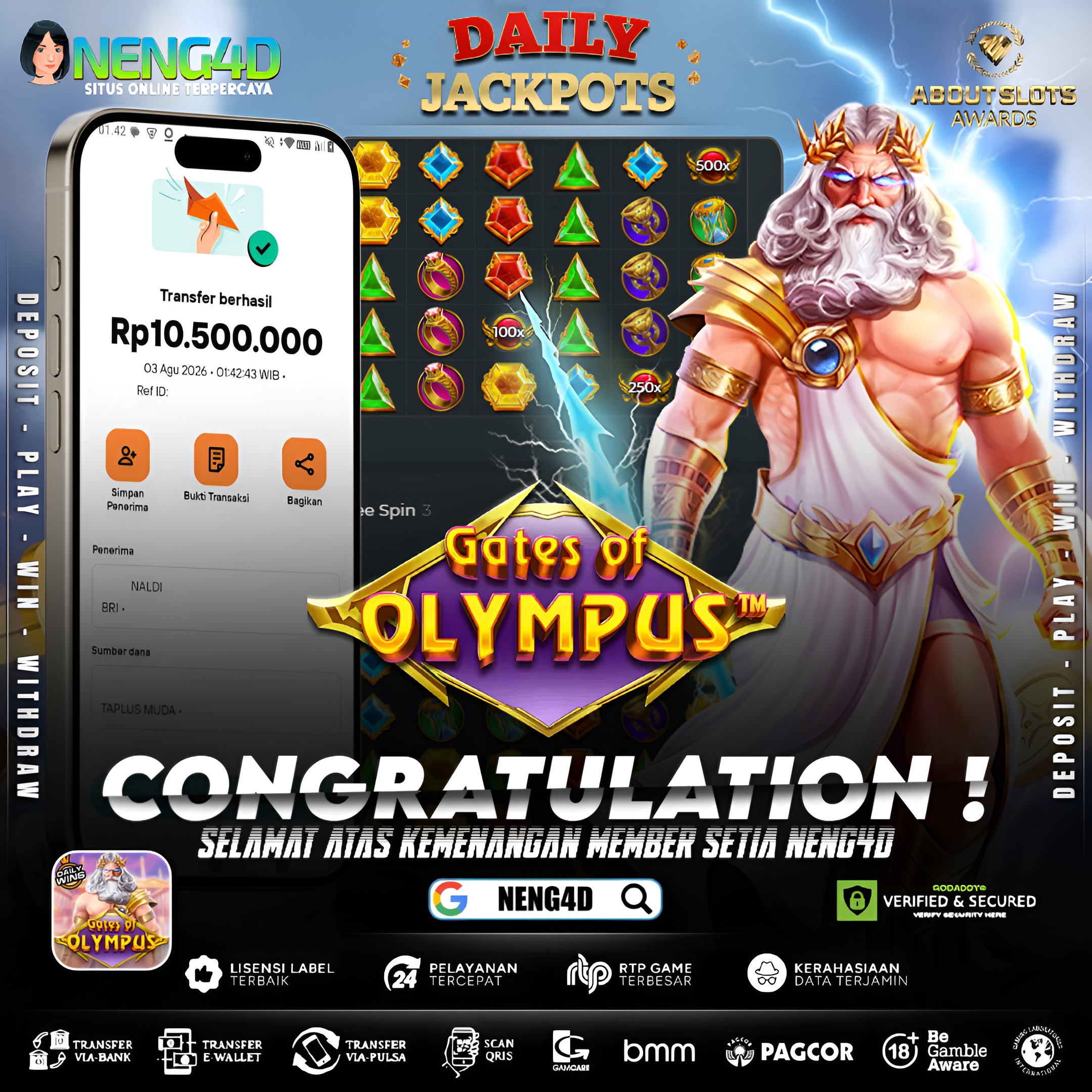 MENANG 10JT MAIN DI GATES OF OLYMPUS PRAGMATIC PLAY