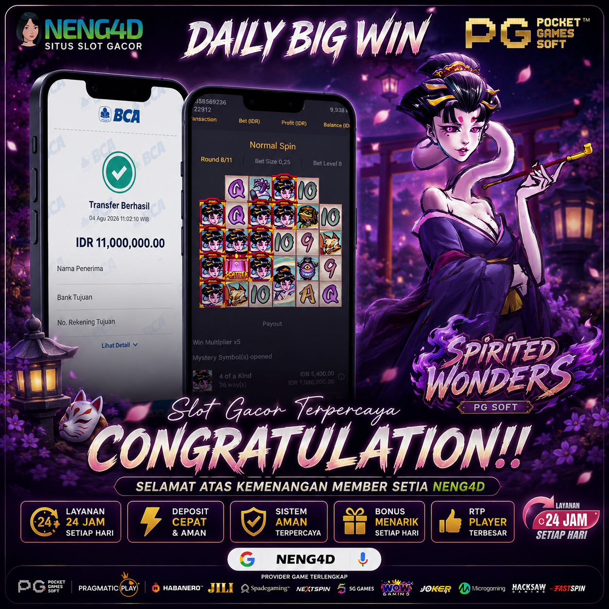 JACKPOT 11 JUTA SPIRITED WONDERS PGSOFT