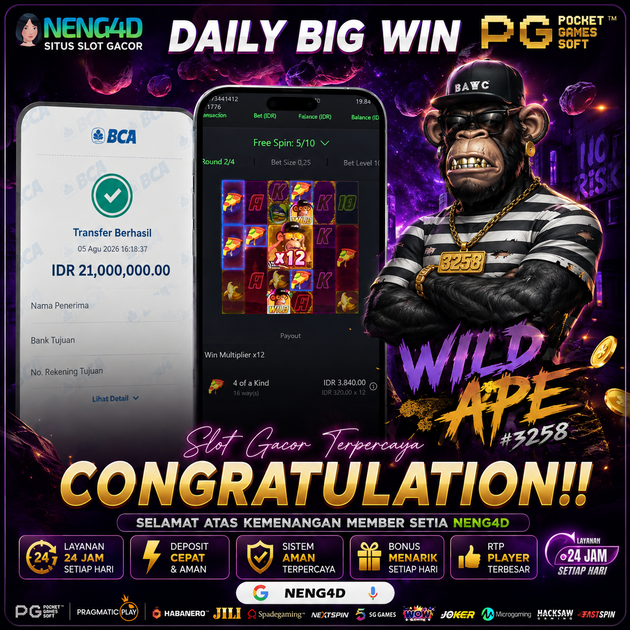 JAKCPOT 21 JUTA WILD APE #3258 PGSOFT